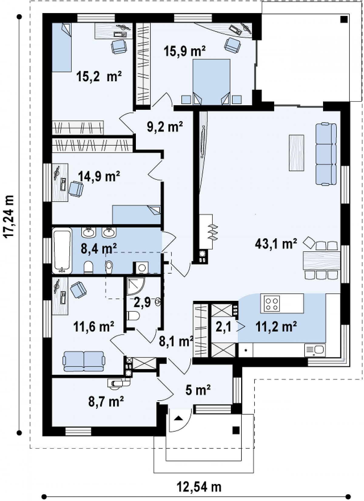 Первый этаж 155,9 м² дома Z195