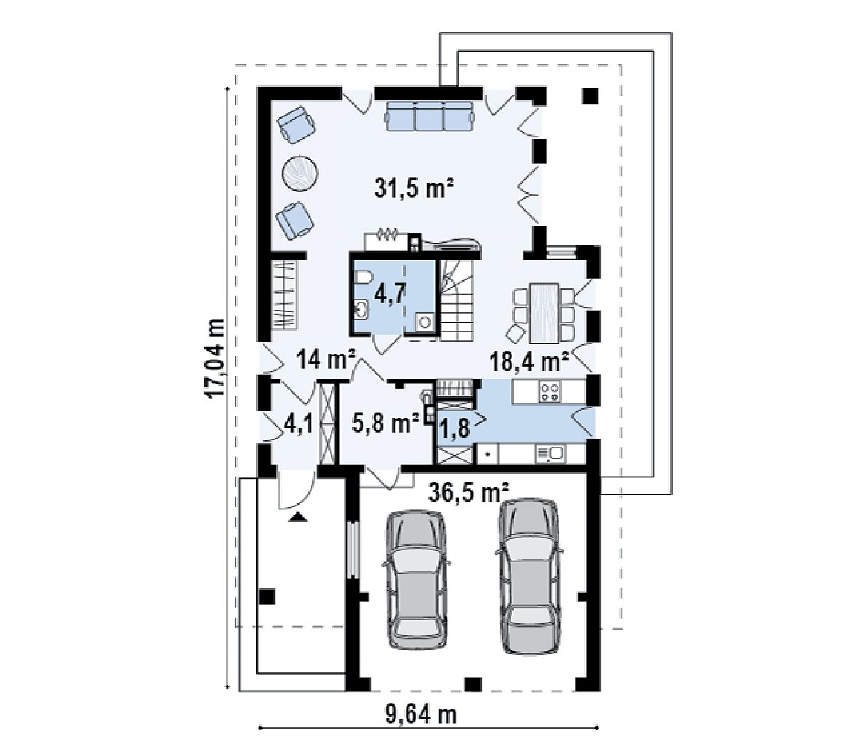 Первый этаж 80,3 (116,8 м²) дома Z198