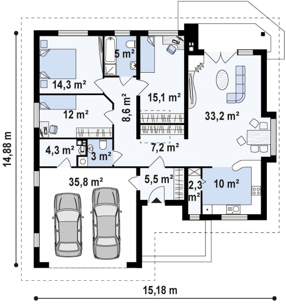 Первый этаж 121,0 (156,8 м²) дома Z19