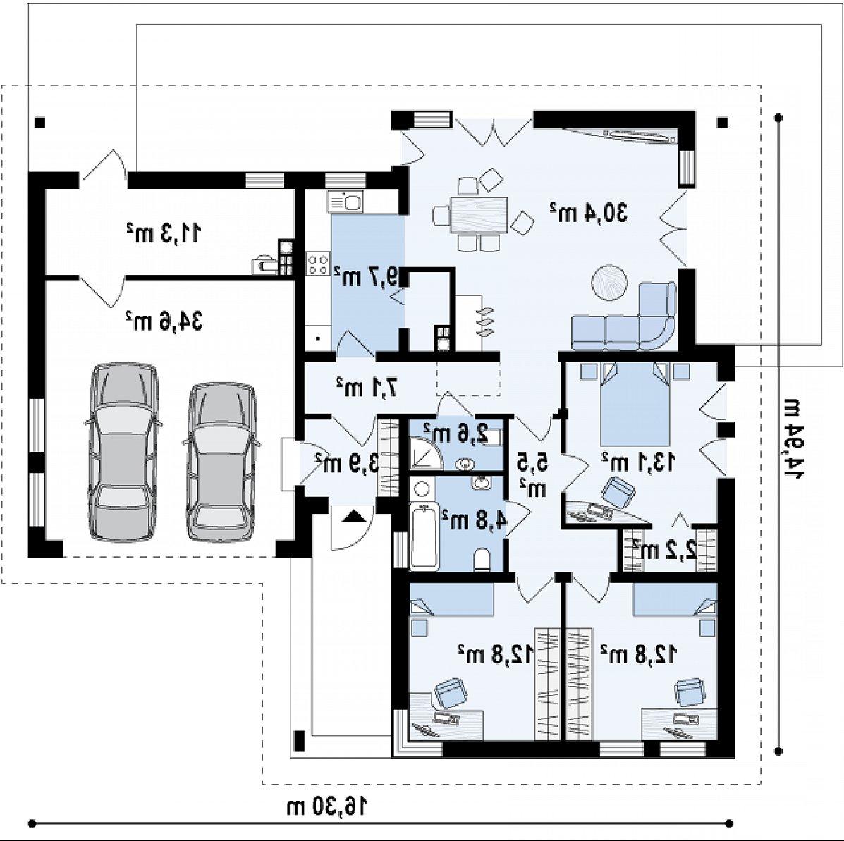 Первый этаж 104,6 (150,4 м²) дома Z204