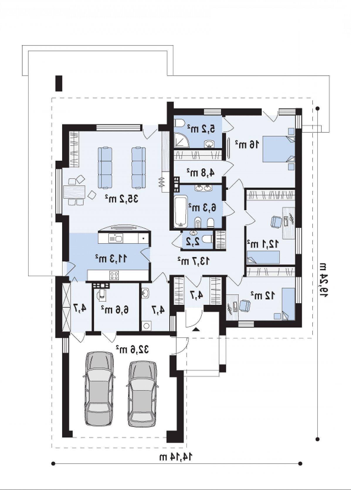 Первый этаж 139,6 (172,3 м²) дома Z206