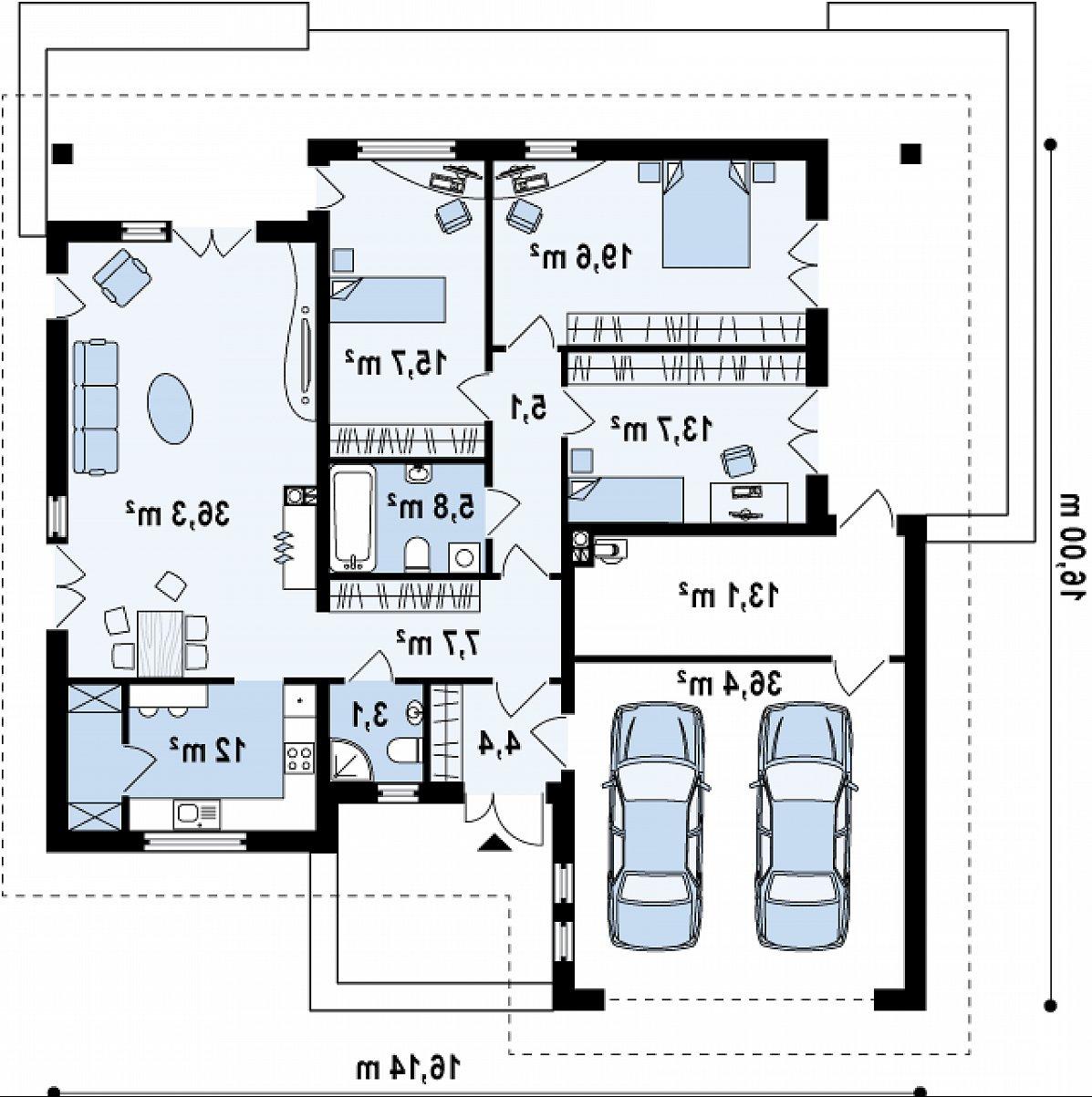 Первый этаж 123,3 (172,8 м²) дома Z209