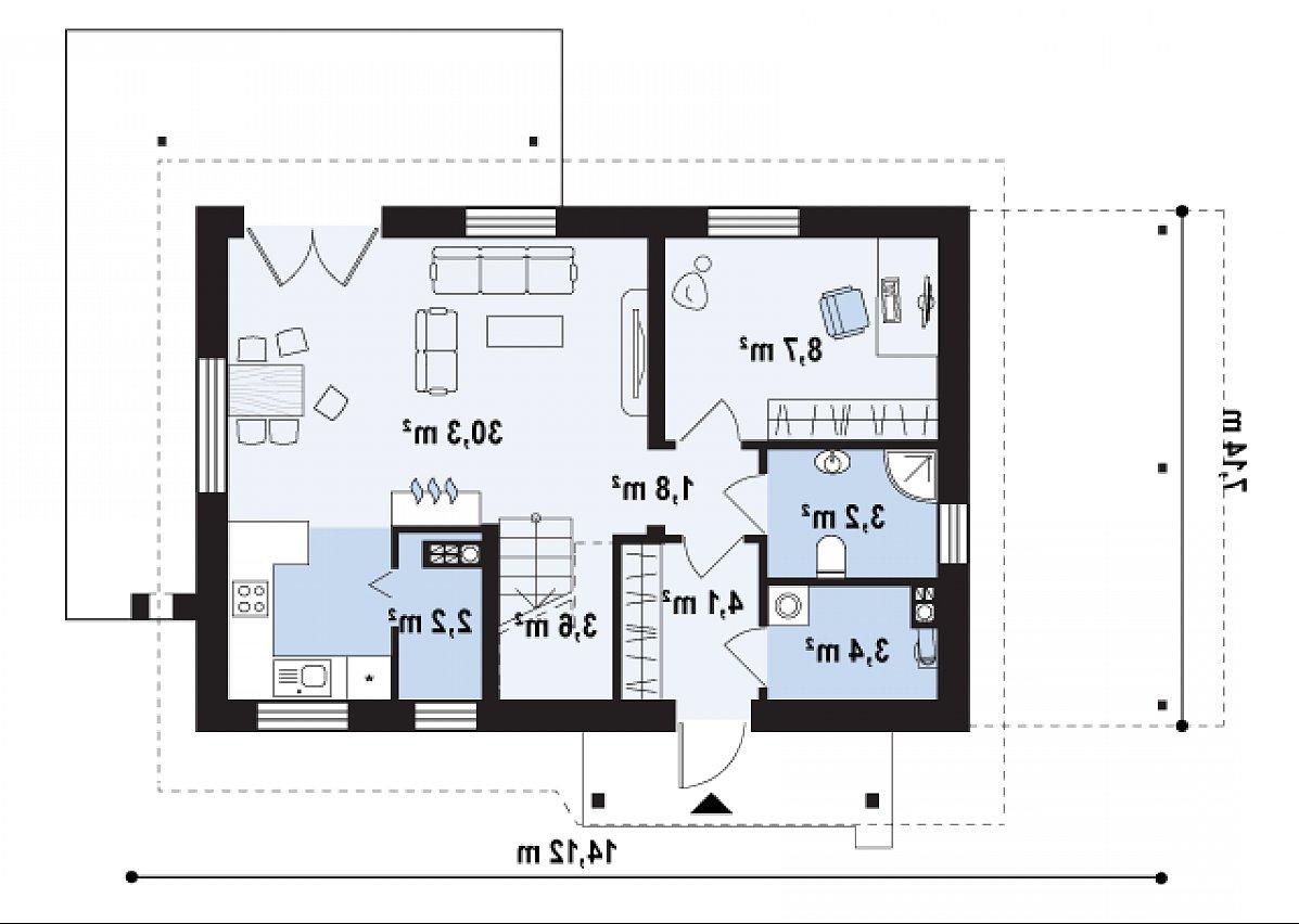 Первый этаж 57,3 м² дома Z216 +