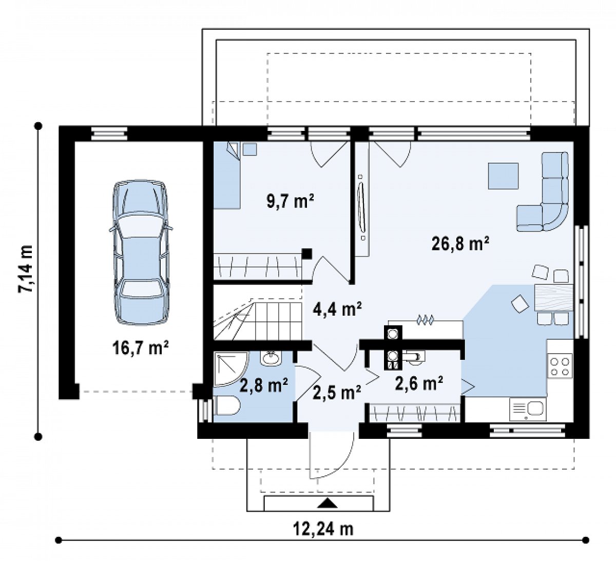 Первый этаж 48,8 (65,5 м²) дома Z217