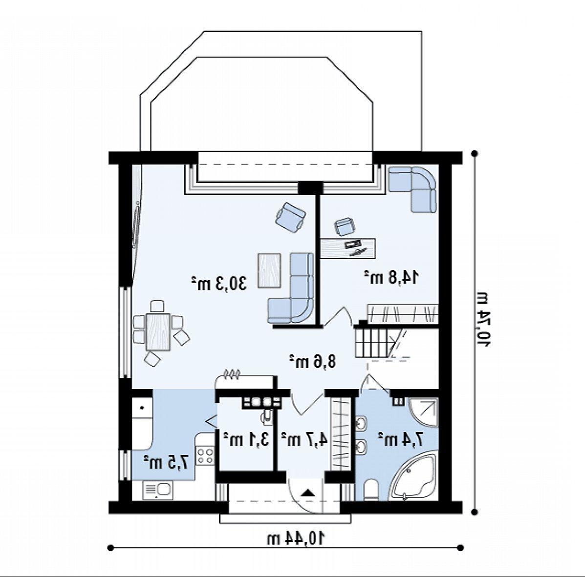 Первый этаж 76,4 м² дома Z218