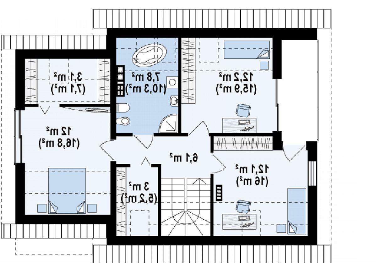 Второй этаж 56,4 (77,5 м²) дома Z219
