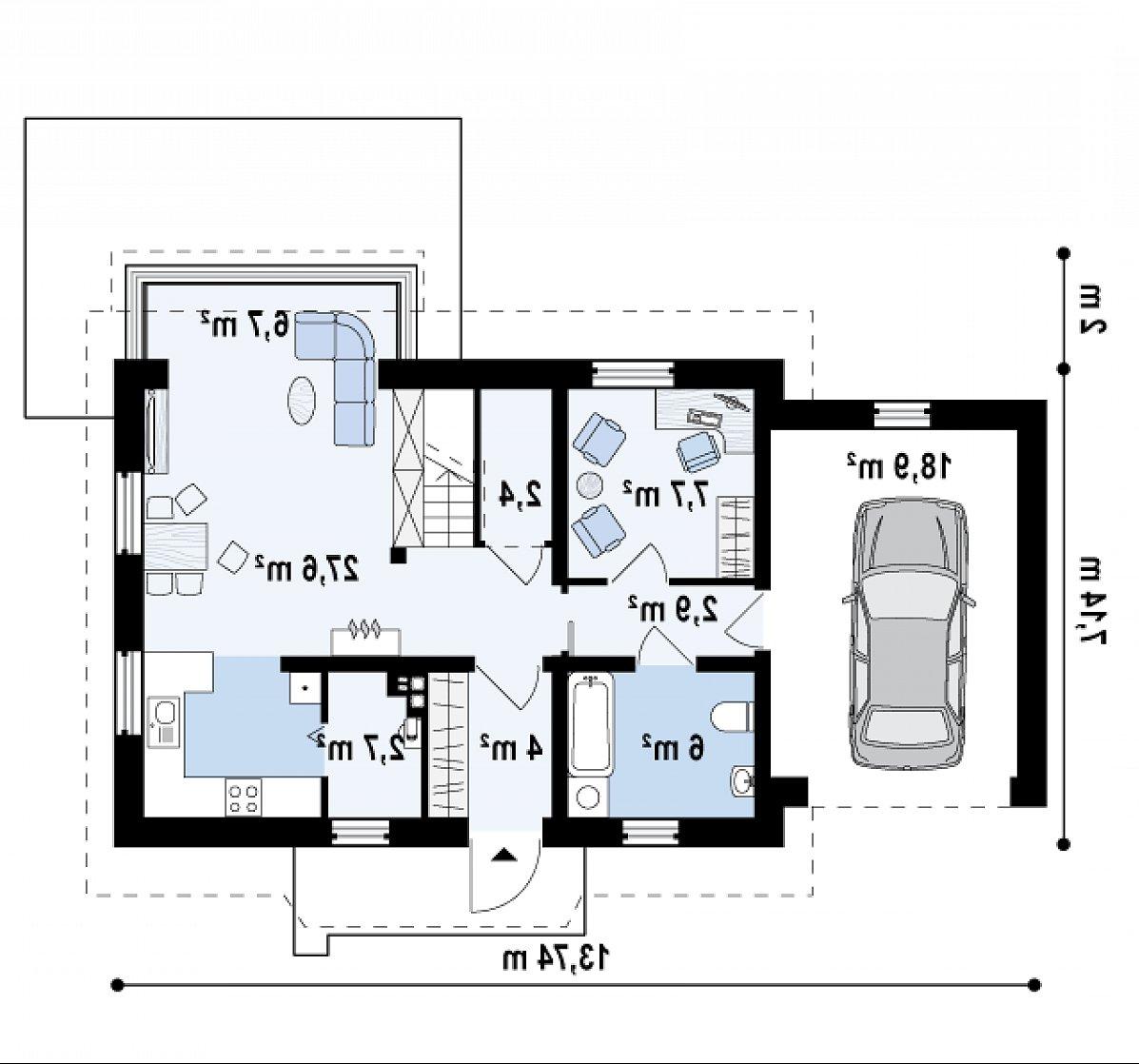 Первый этаж 59,5 (78,4 м²) дома Z220