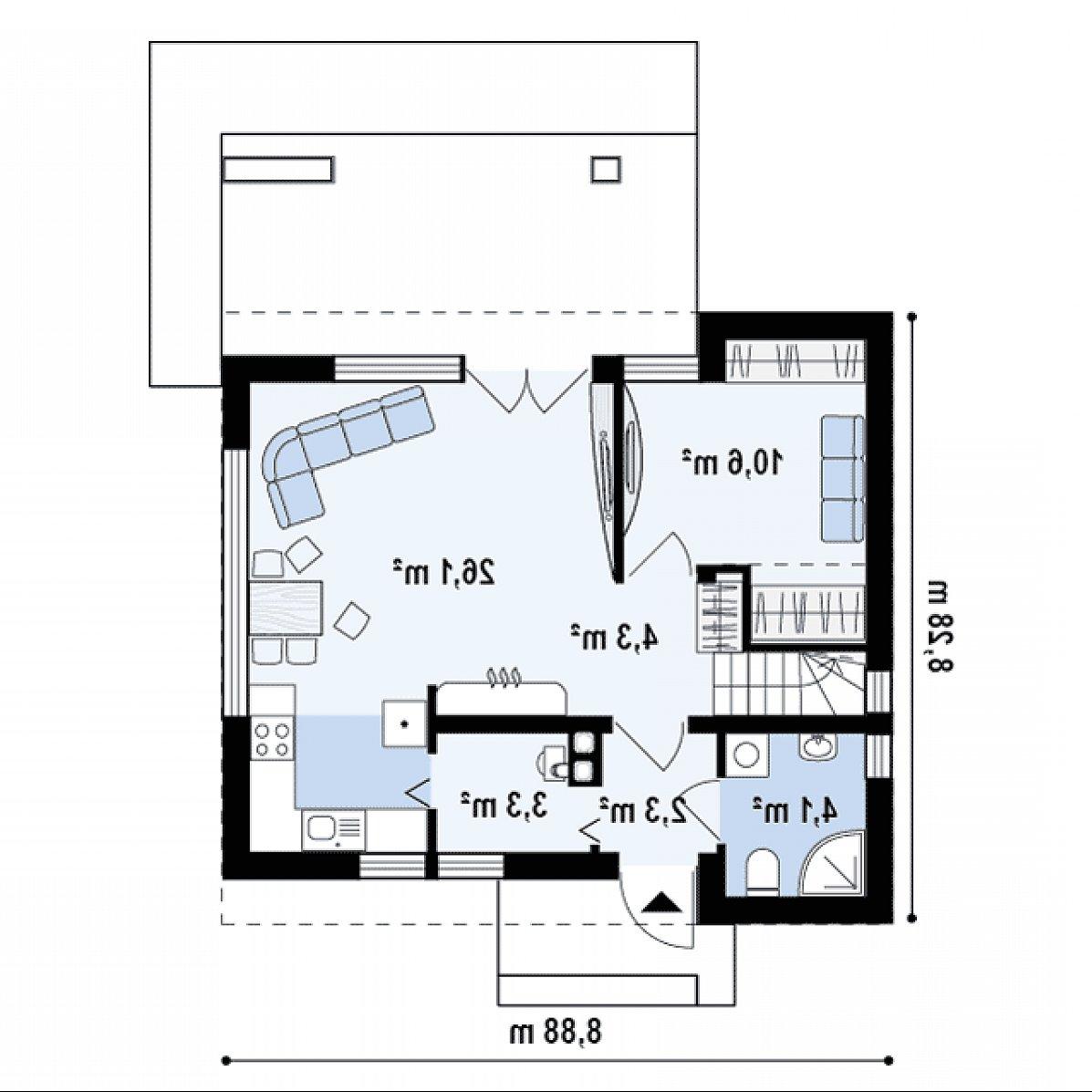 Первый этаж 50,8 м² дома Z221