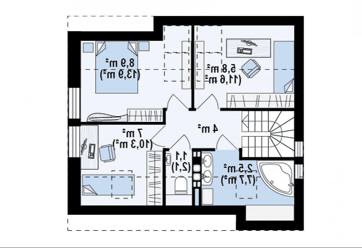 Второй этаж 29,3 (49,8 м²) дома Z221