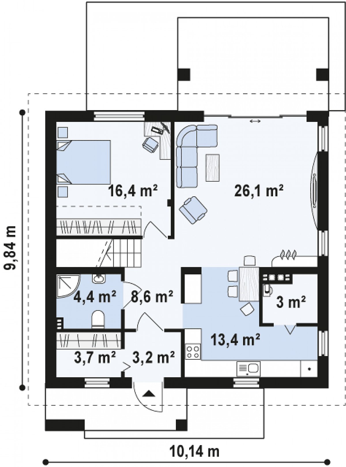 Первый этаж 78,8 м² дома Z224