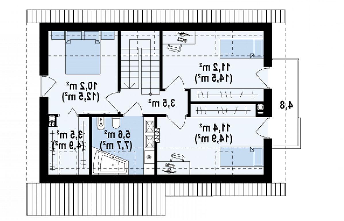 Второй этаж 45,4 (58,0 м²) дома Z225 k