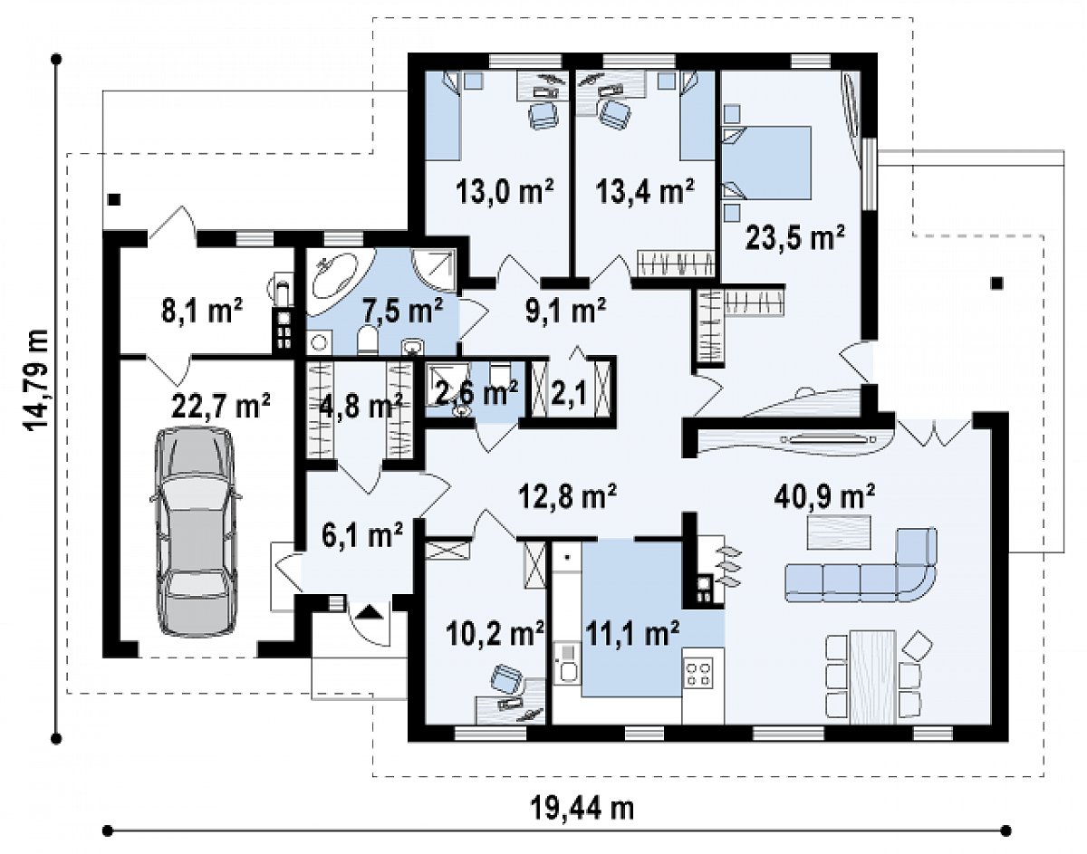 Первый этаж 157,0 (187,8 м²) дома Z22