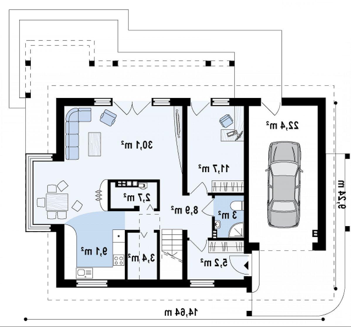 Первый этаж 74,2 (96,6 м²) дома Z235