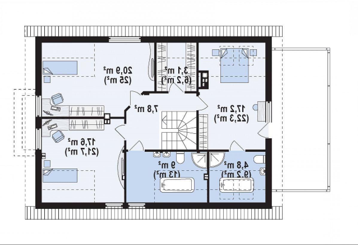 Второй этаж 78,8 (104,4 м²) дома Z236 GL2