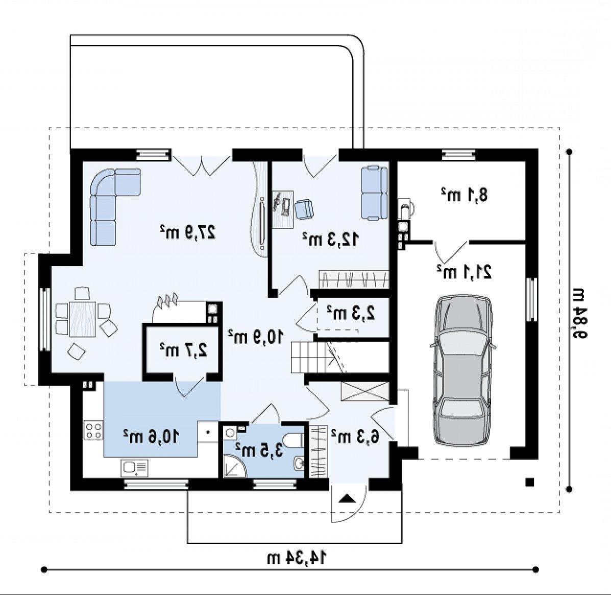 Первый этаж 76,6 (105,8 м²) дома Z236