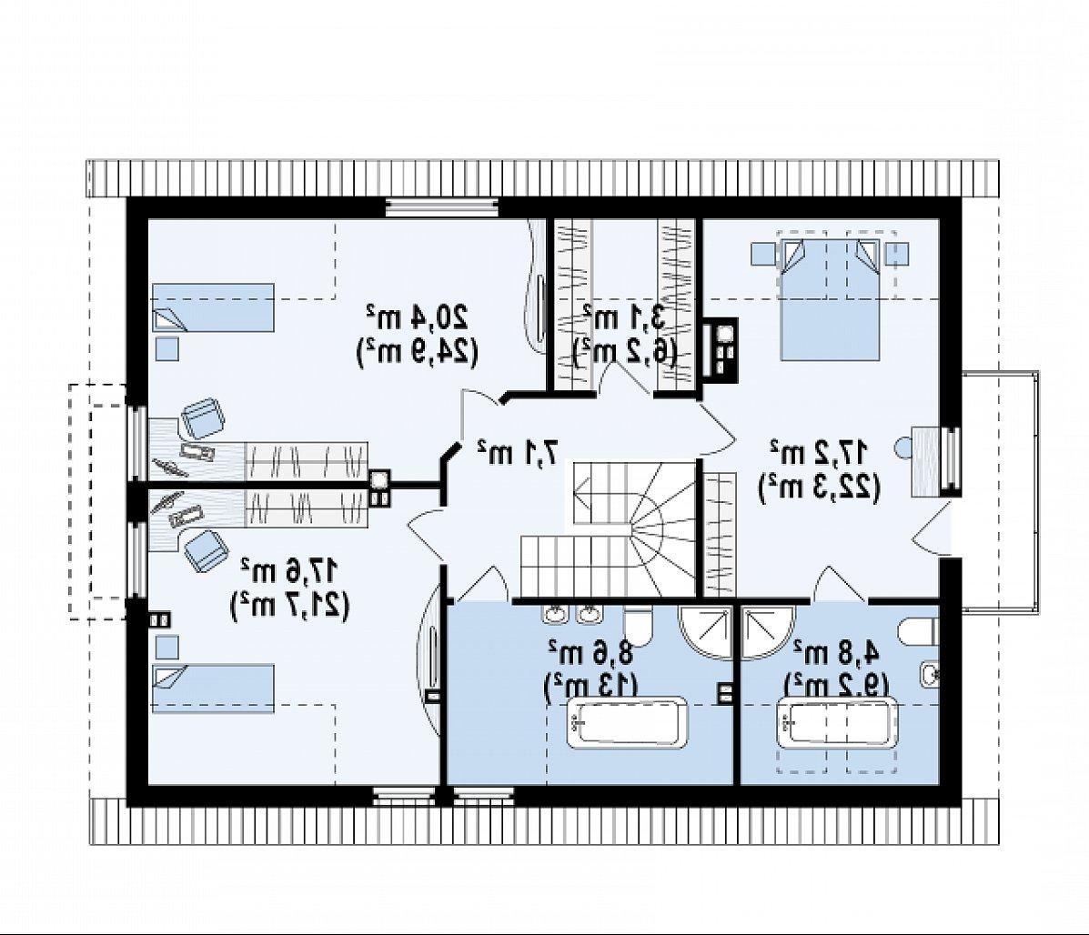 Второй этаж 80,2 (105,2 м²) дома Z236