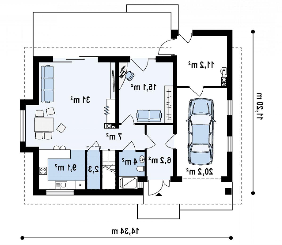 Первый этаж 74,7 (106,1 м²) дома Z239