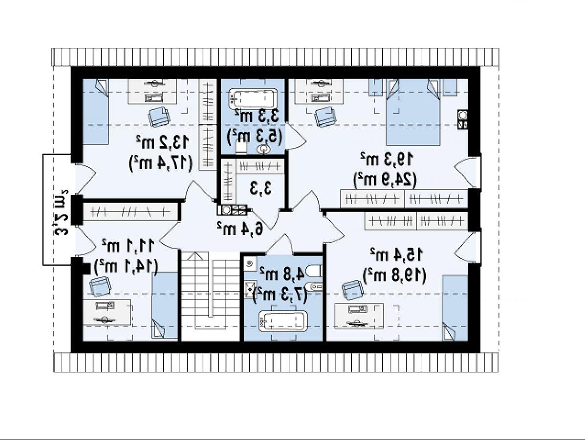 Второй этаж 76,8 (98,4 м²) дома Z239