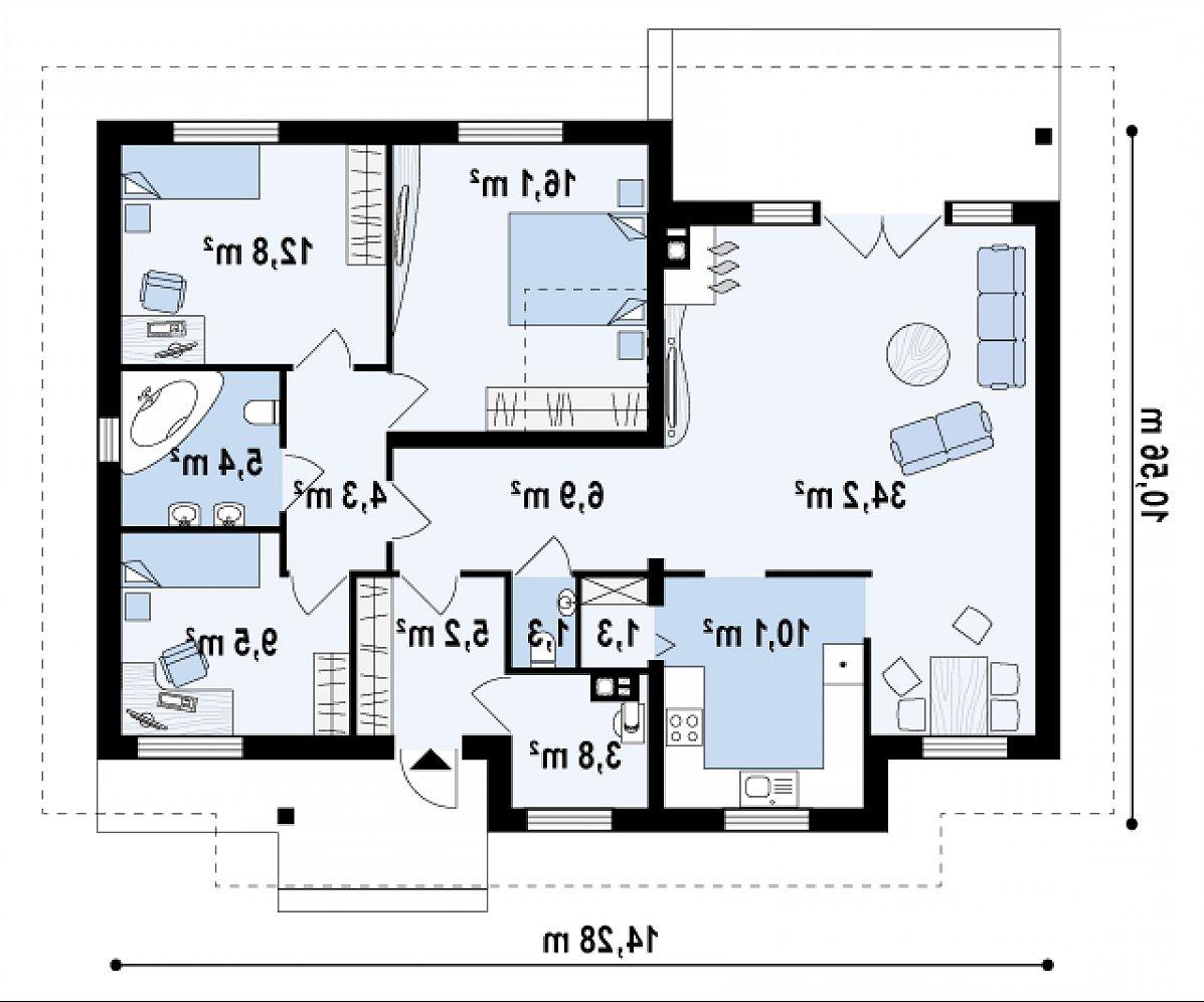 Первый этаж 110,9 м² дома Z23