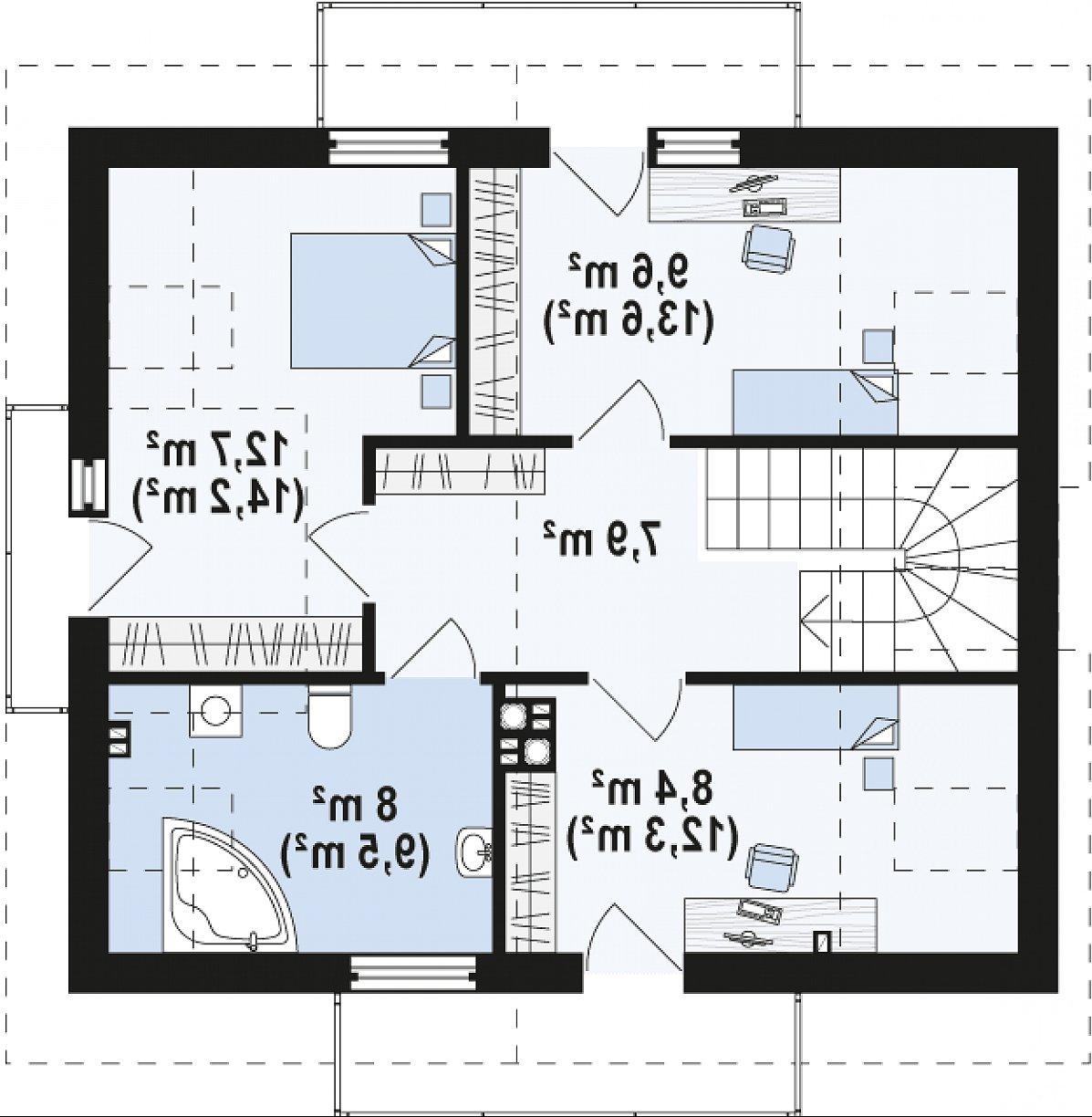 Второй этаж 46,6 (57,6 м²) дома Z245