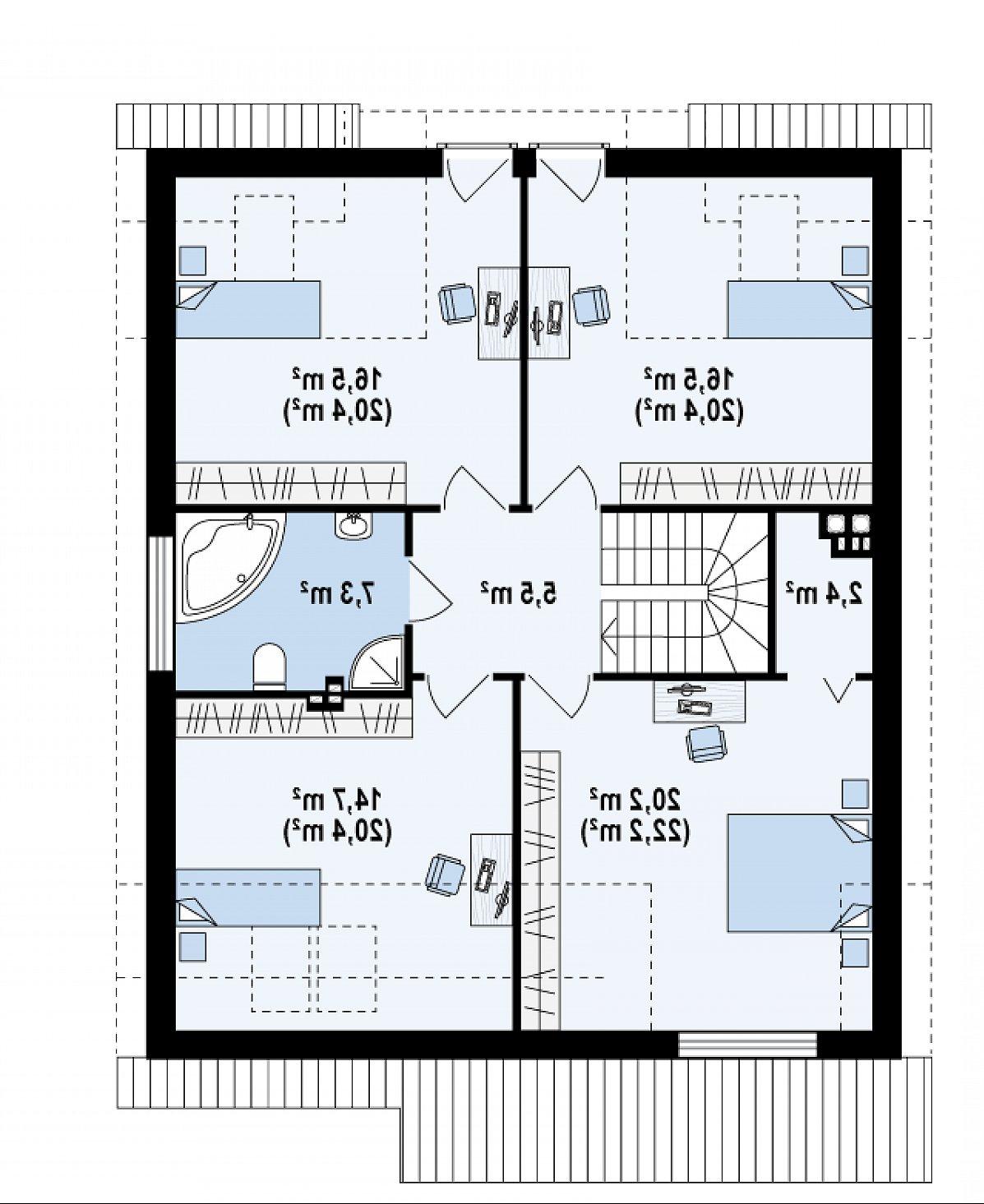 Второй этаж 83,1 (98,6 м²) дома Z246
