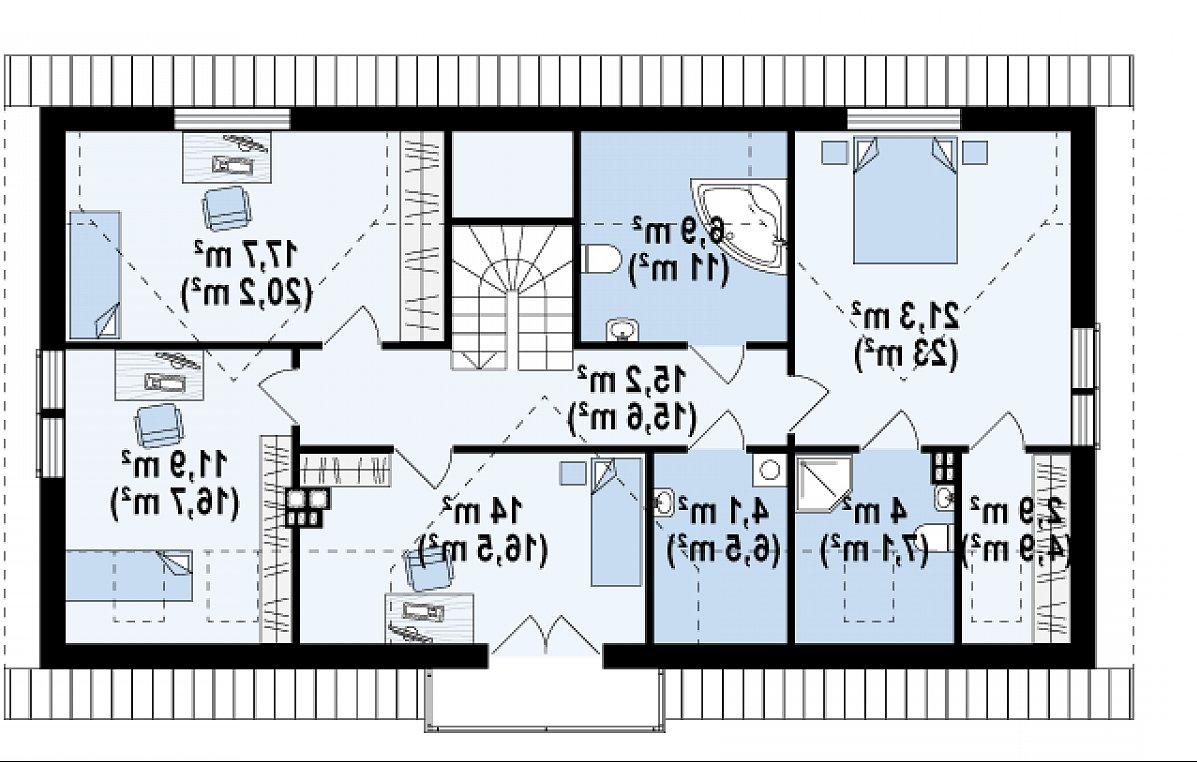 Второй этаж 97,9 (121,5 м²) дома Z247