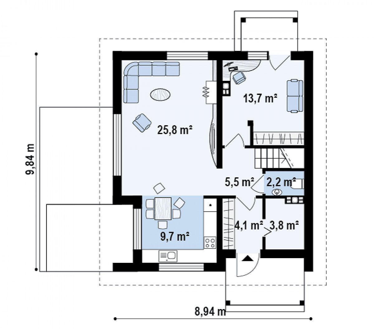 Первый этаж 64,7 м² дома Z248
