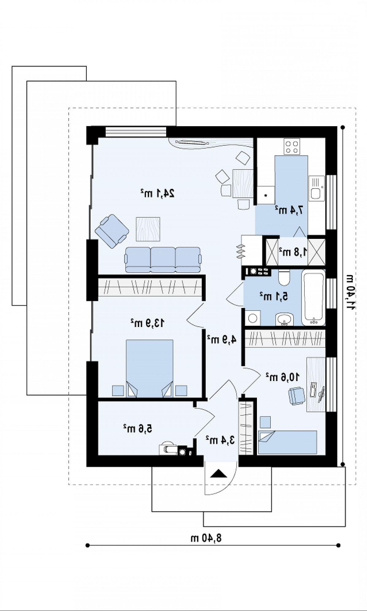 Первый этаж 76,8 м² дома Z254