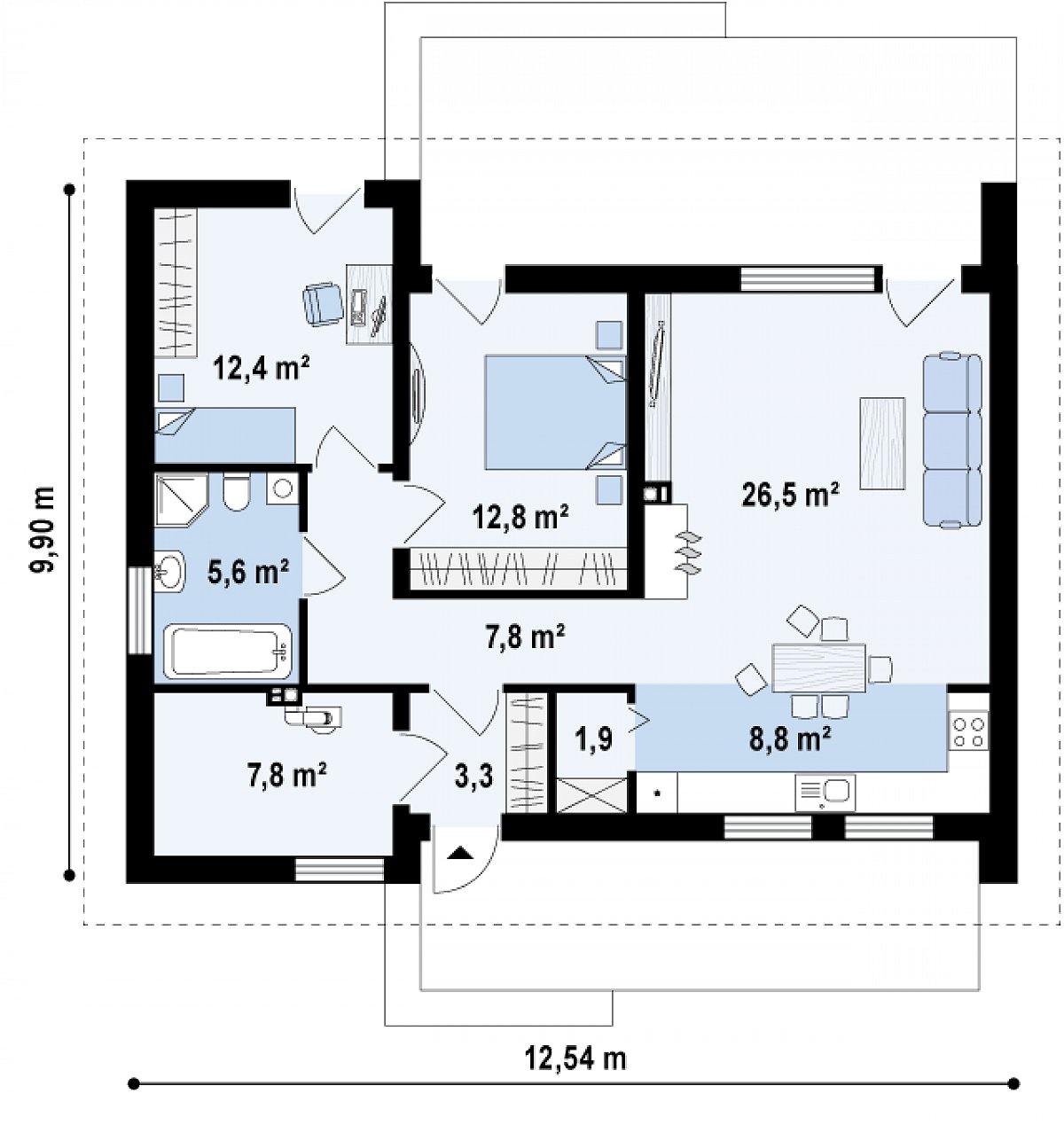 Первый этаж 86,9 м² дома Z261