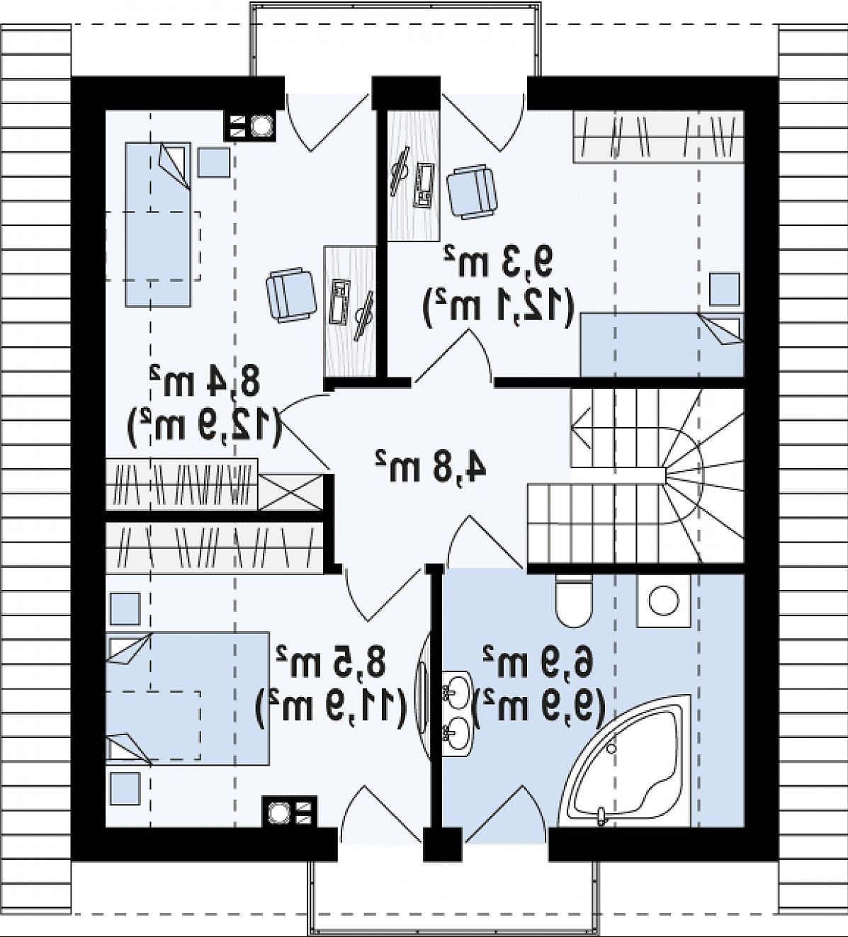 Второй этаж 38,3 (51,9 м²) дома Z265