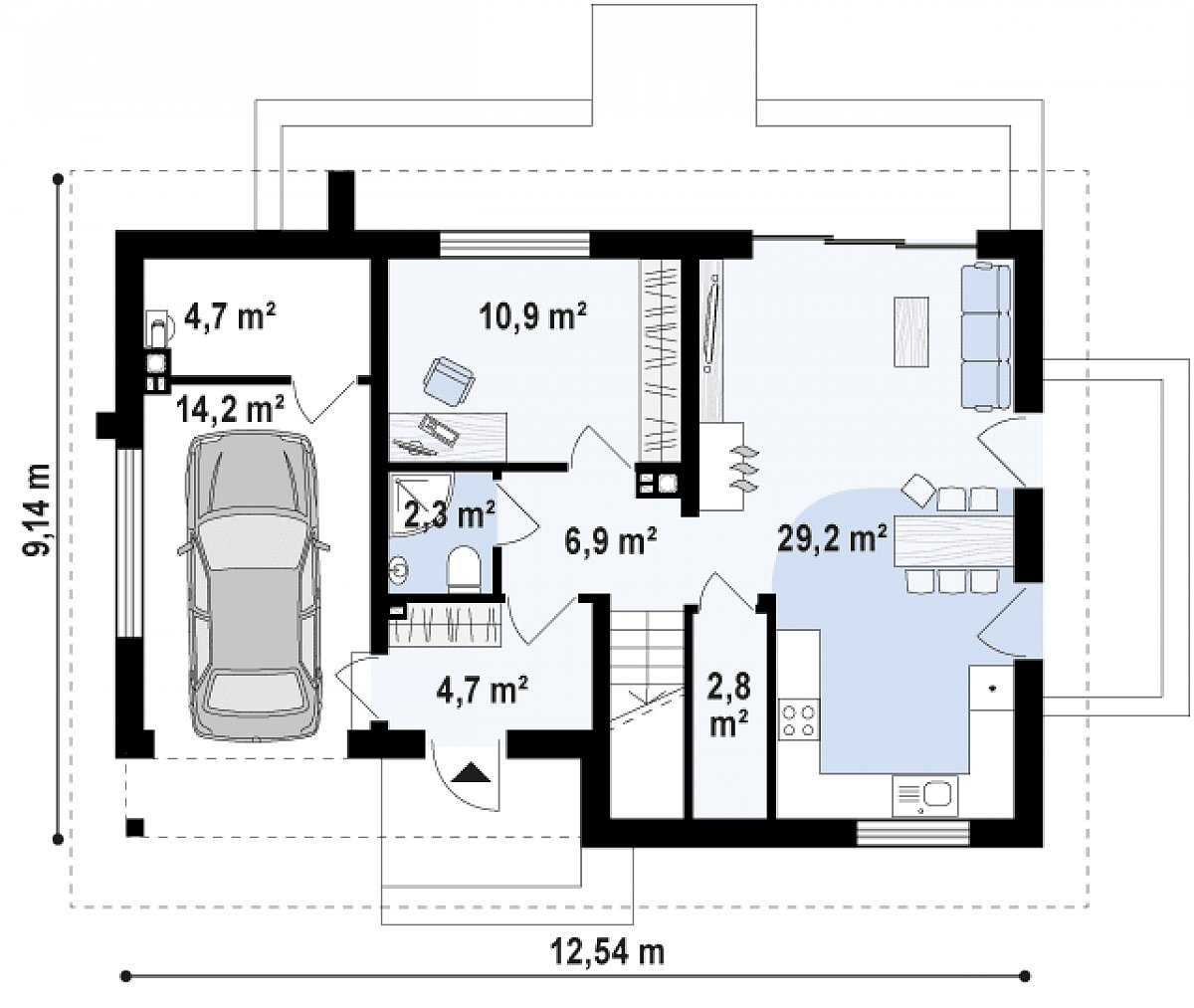 Первый этаж 57,5 (76,4 м²) дома Z269