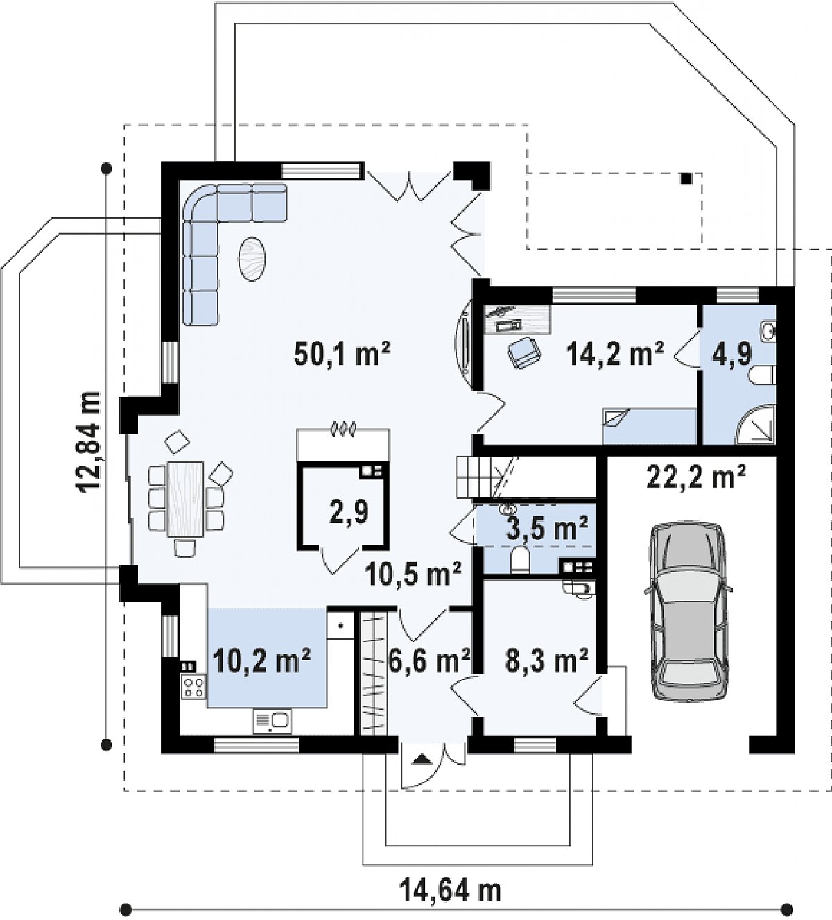 Первый этаж 110,8 (133,0 м²) дома Z275