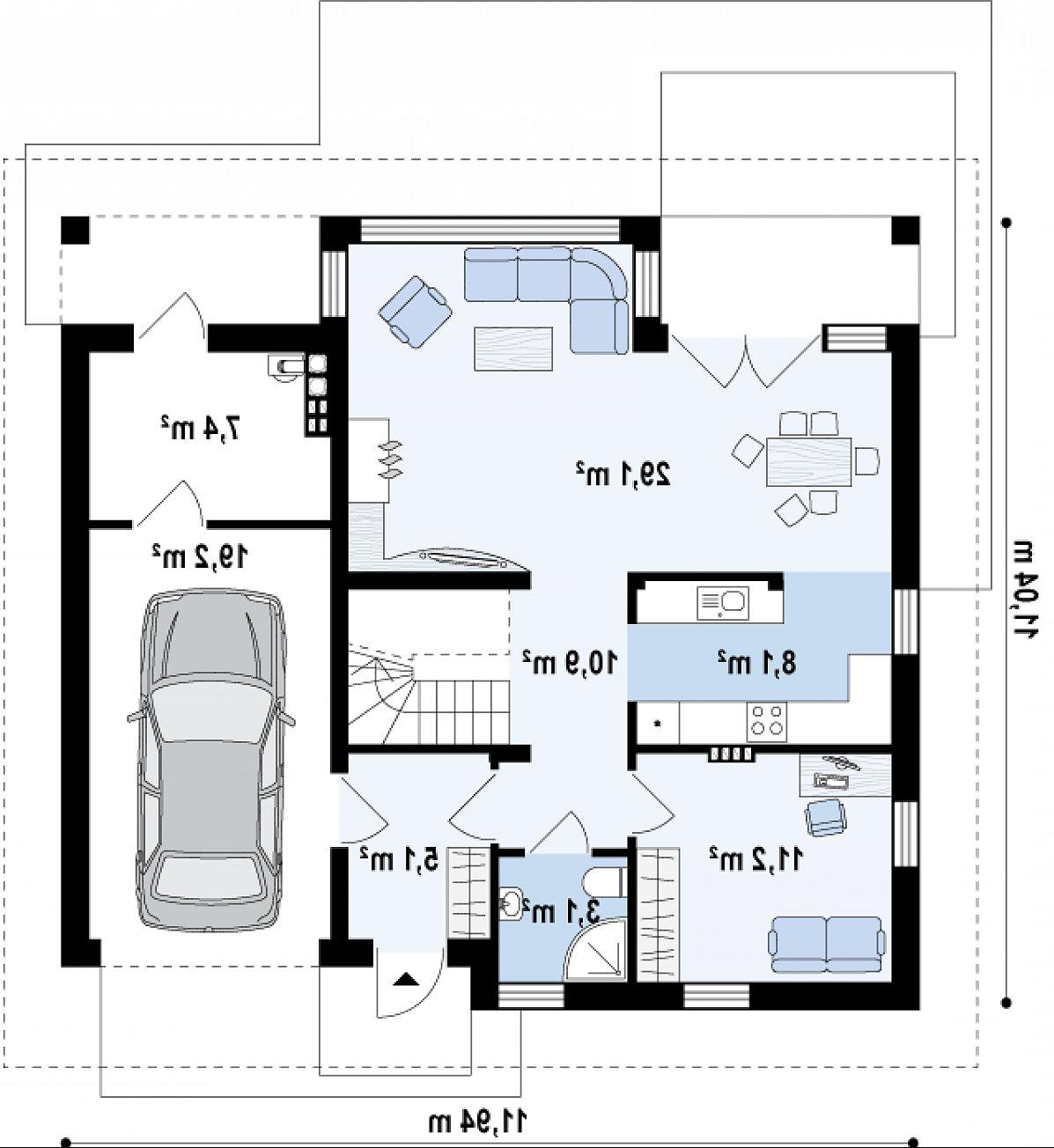 Первый этаж 67,5 (94,0 м²) дома Z278