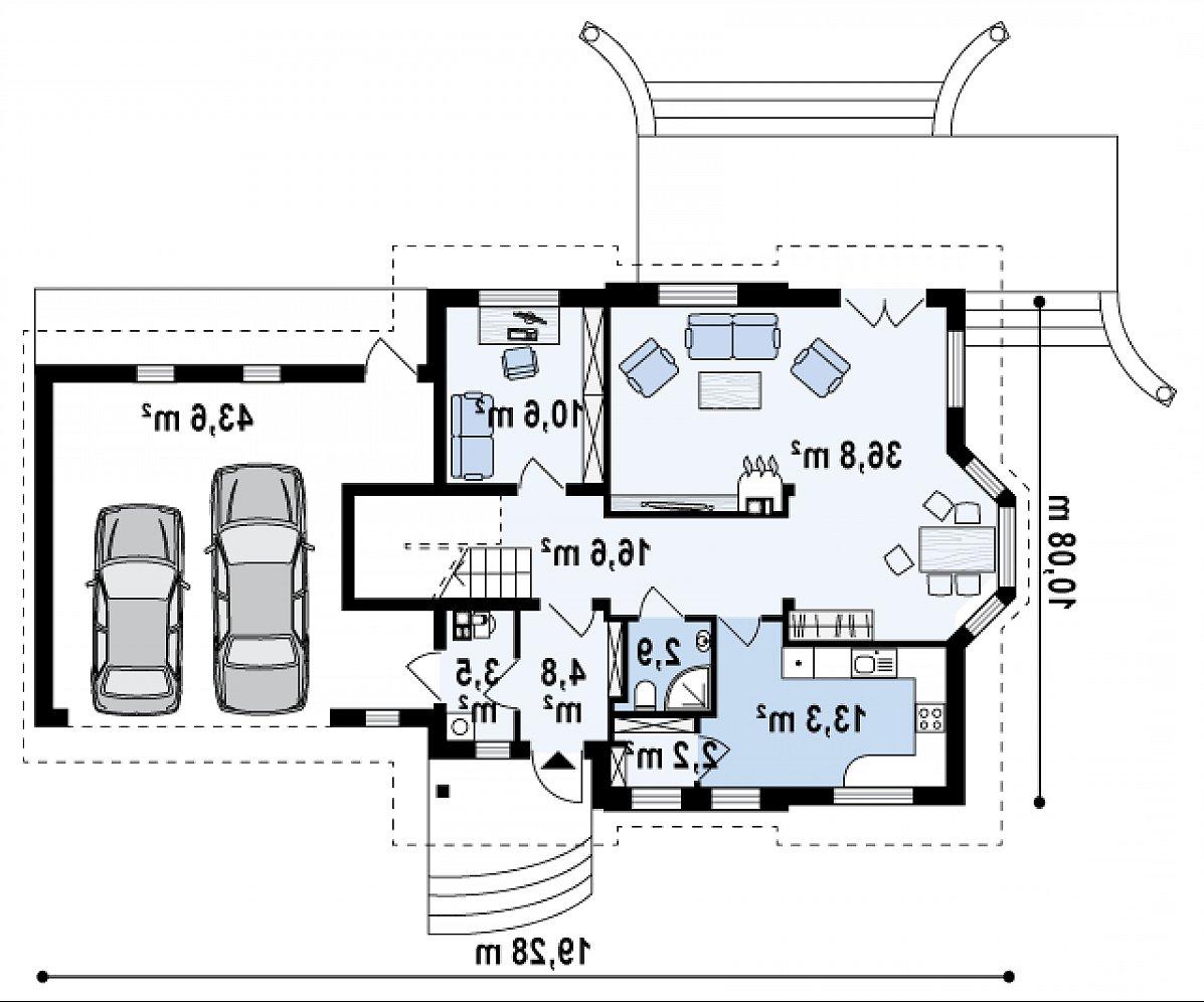 Первый этаж 90,9 (134,5 м²) дома Z28 L GP2