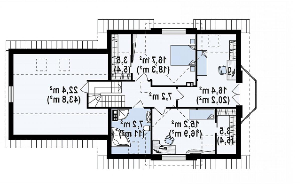 Второй этаж 88,0 (124,1 м²) дома Z28 L GP2