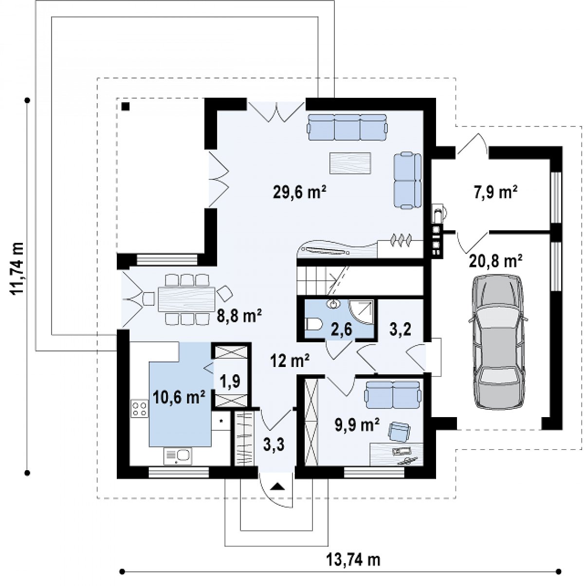 Первый этаж 81,9 (110,6 м²) дома Z283