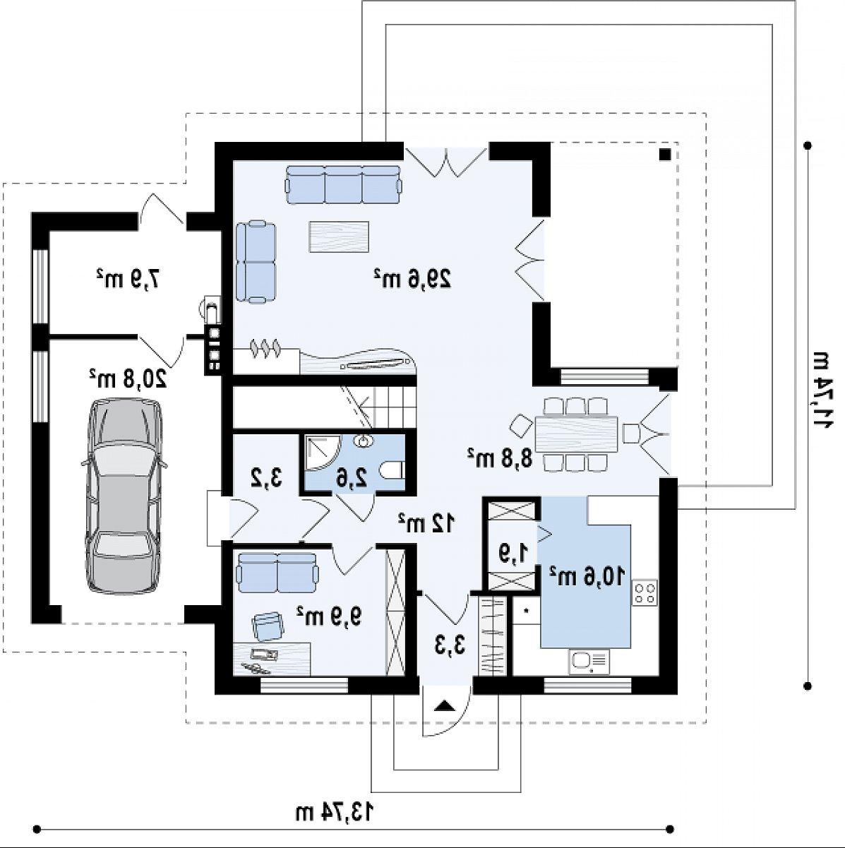 Первый этаж 81,9 (110,6 м²) дома Z283