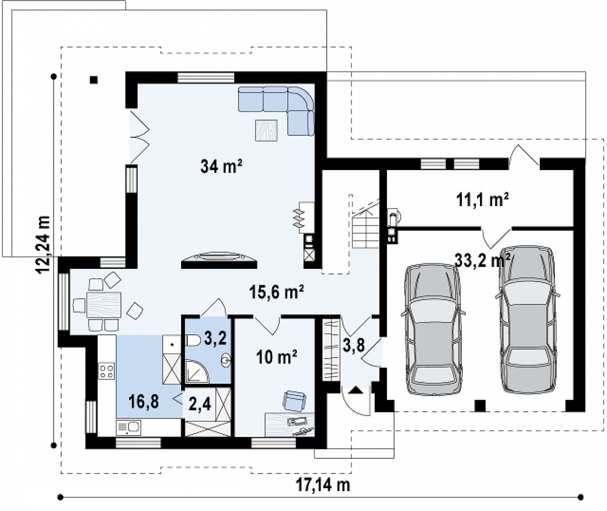 Первый этаж 85,7 (130,1 м²) дома Z286