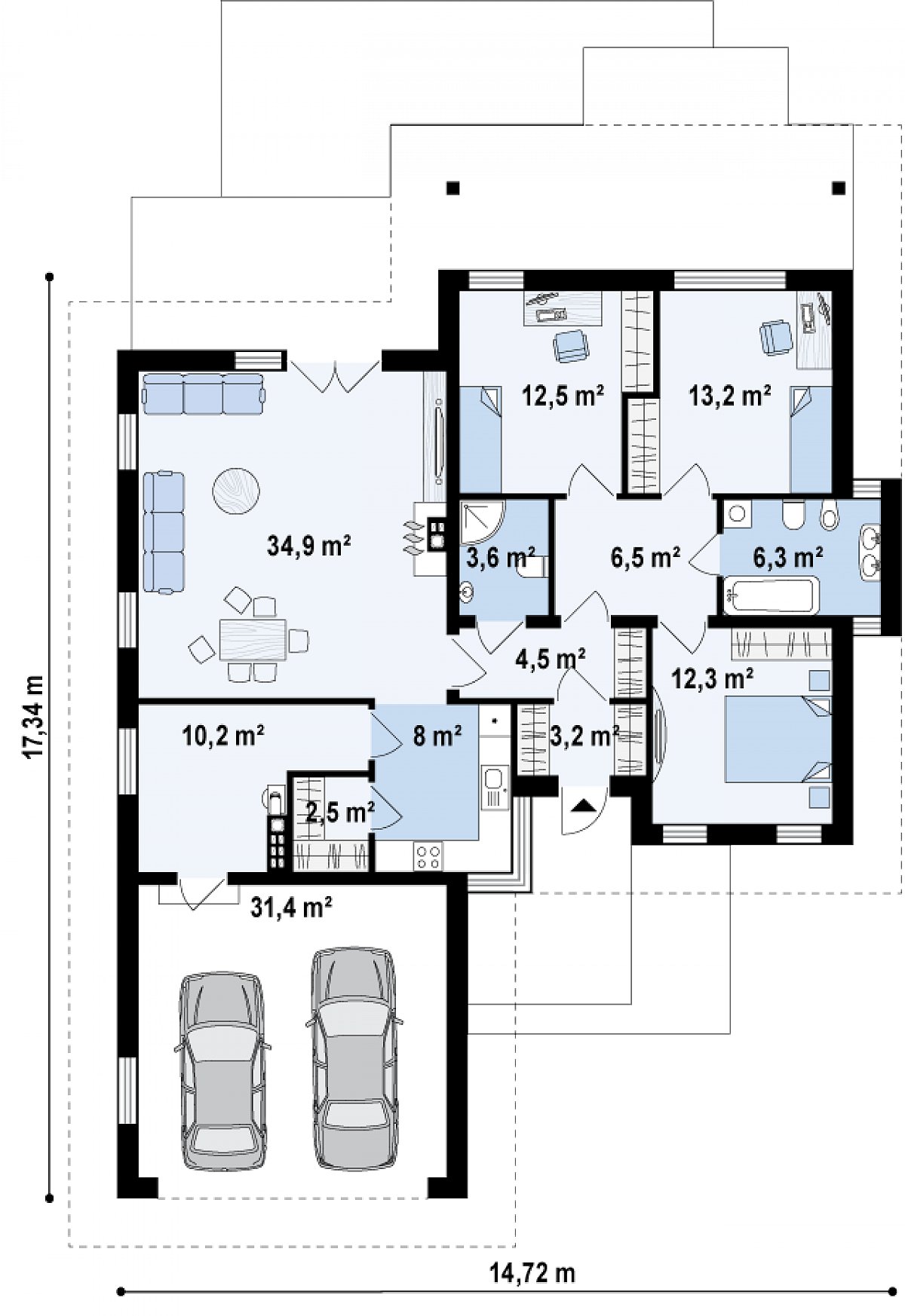 Первый этаж 117,9 (149,4 м²) дома Z289