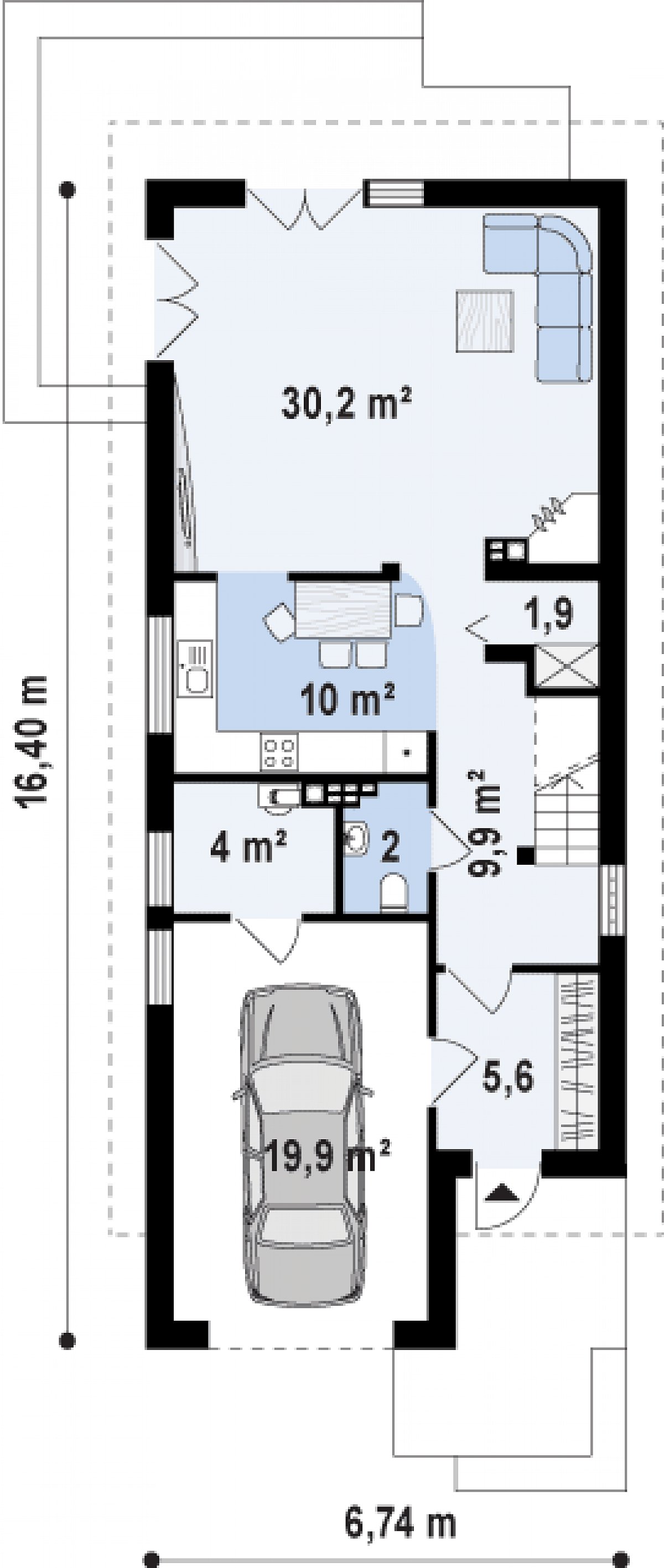 Первый этаж 63,7 (83,6 м²) дома Z293