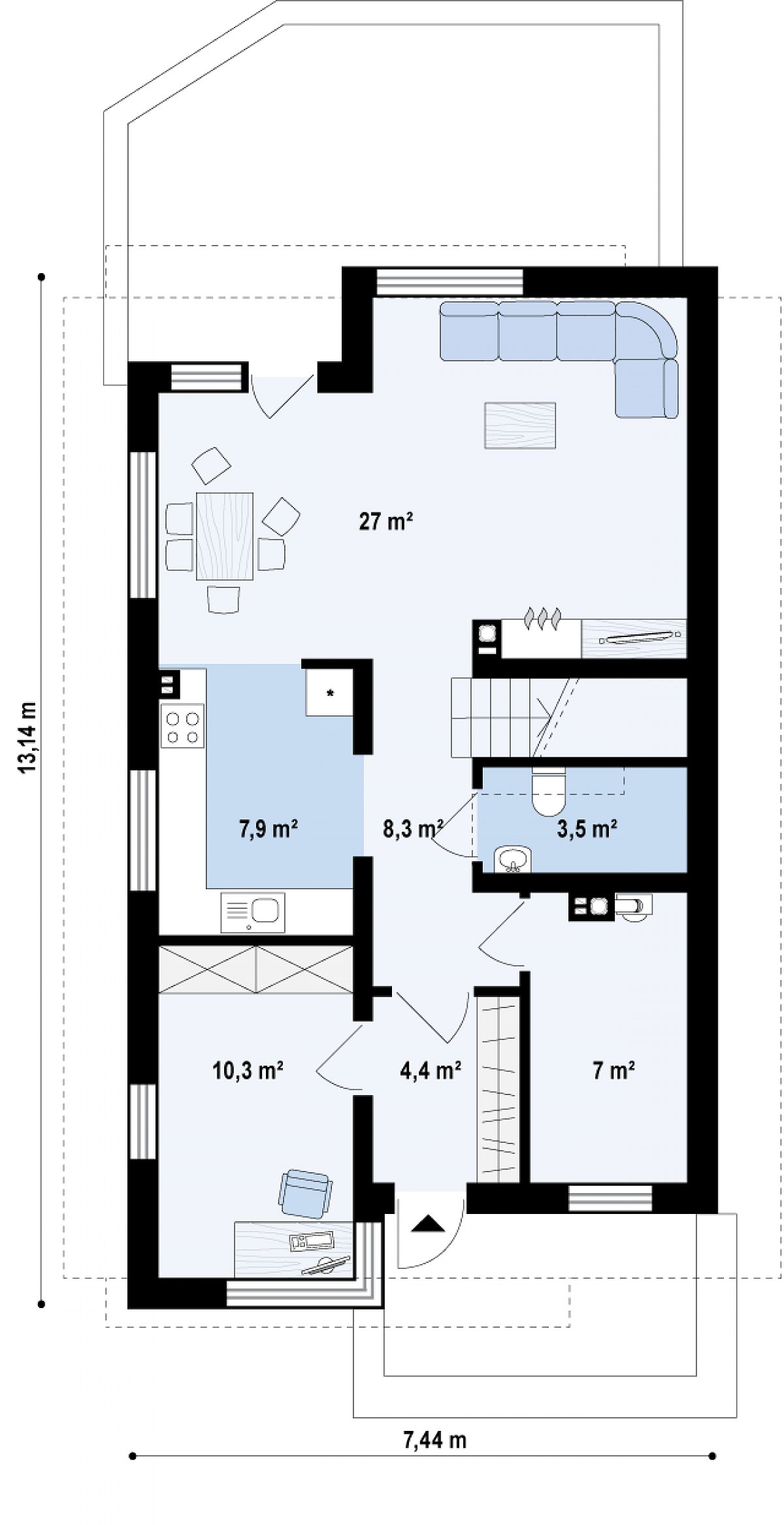 Первый этаж 68,4 м² дома Z296