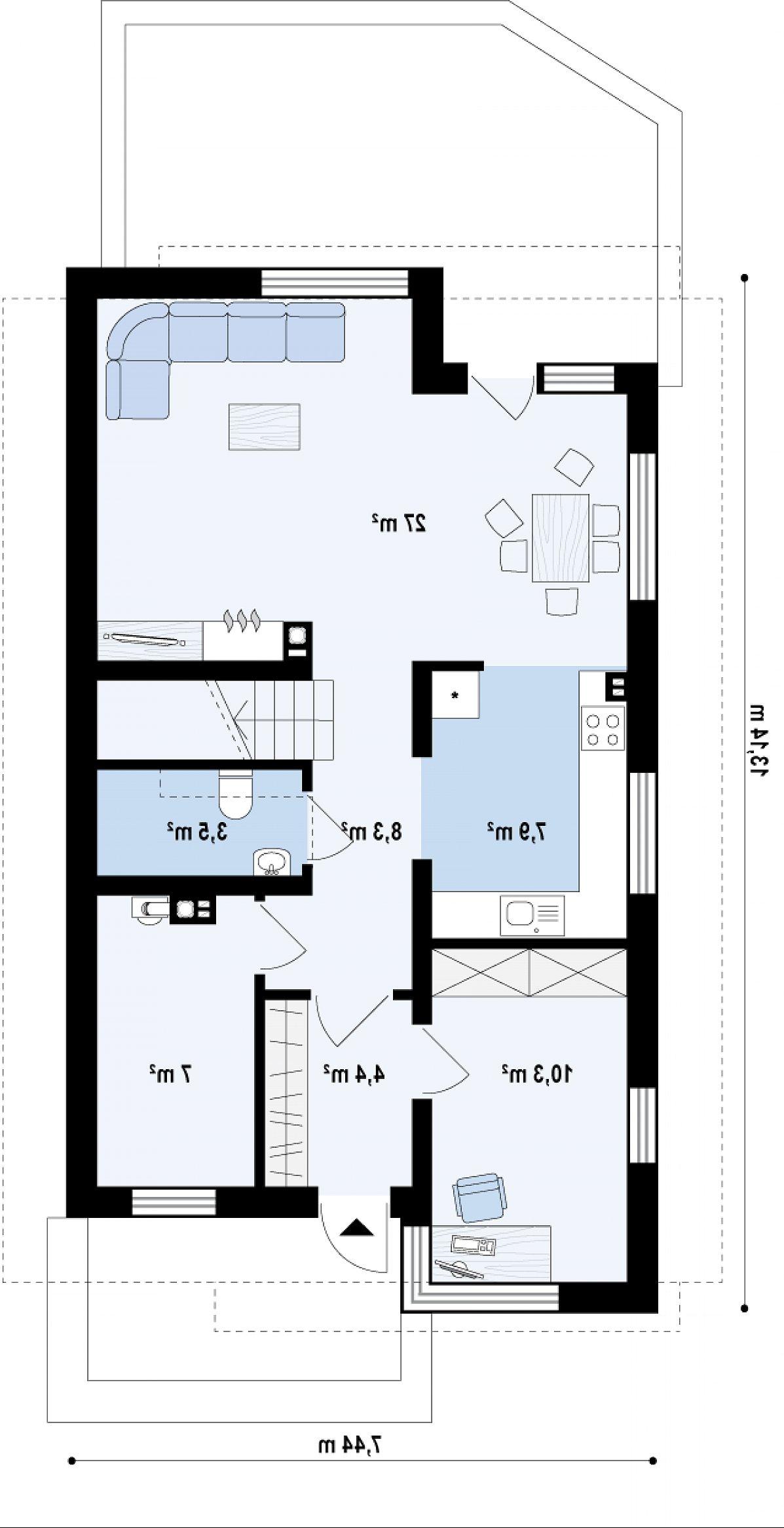 Первый этаж 68,4 м² дома Z296