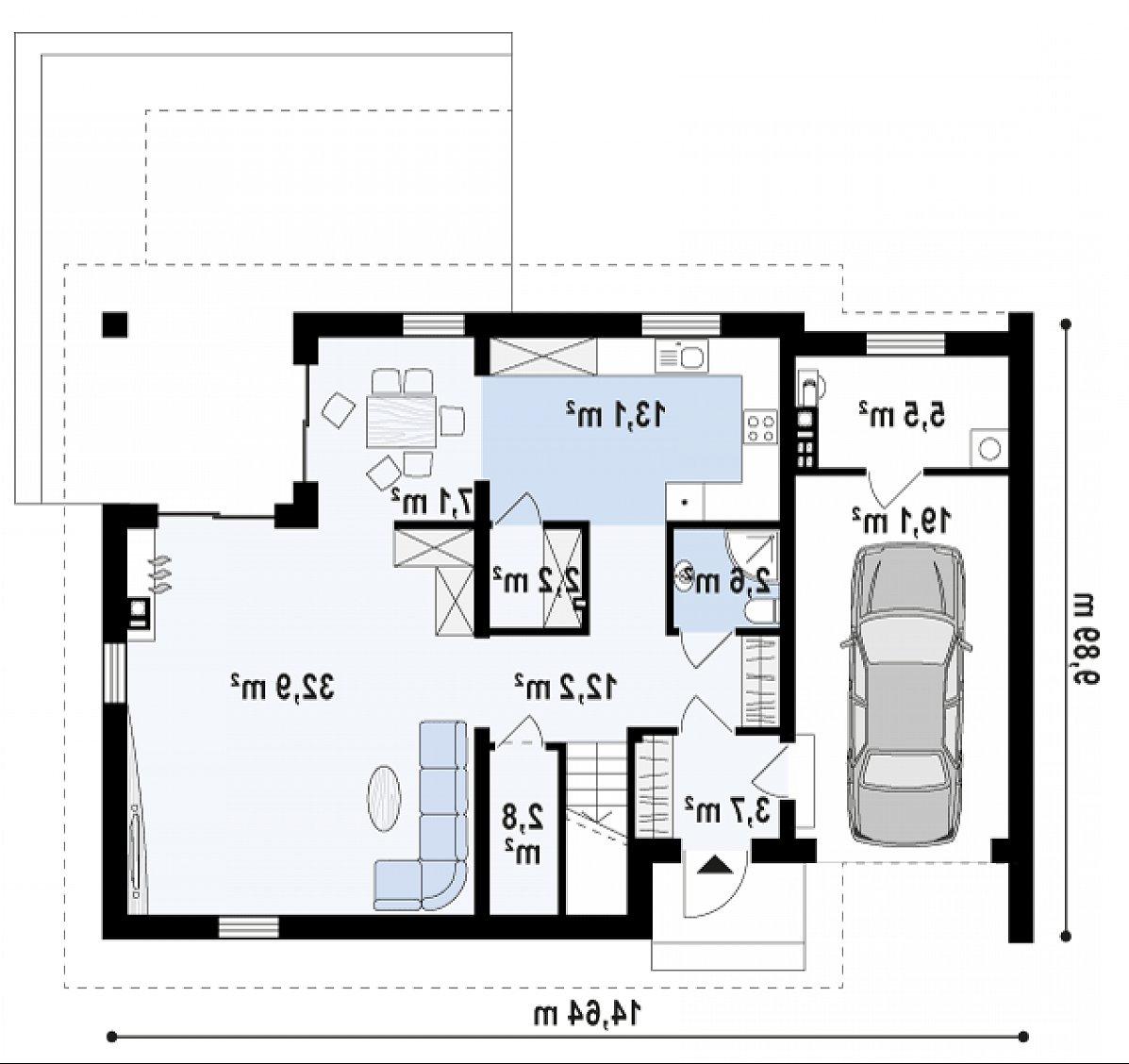 Первый этаж 76,6 (101,3 м²) дома Z305