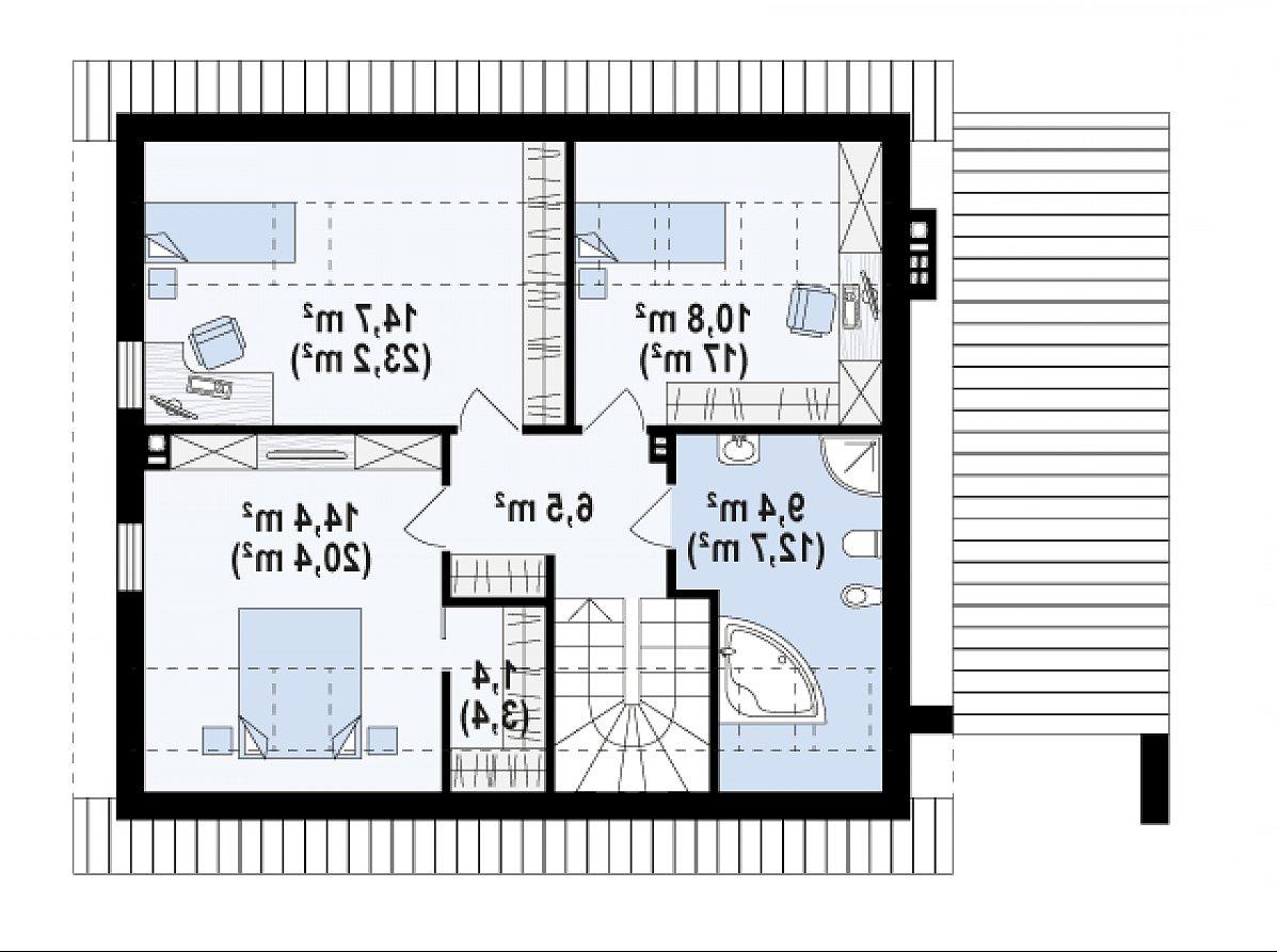 Второй этаж 57,4 (83,2 м²) дома Z305