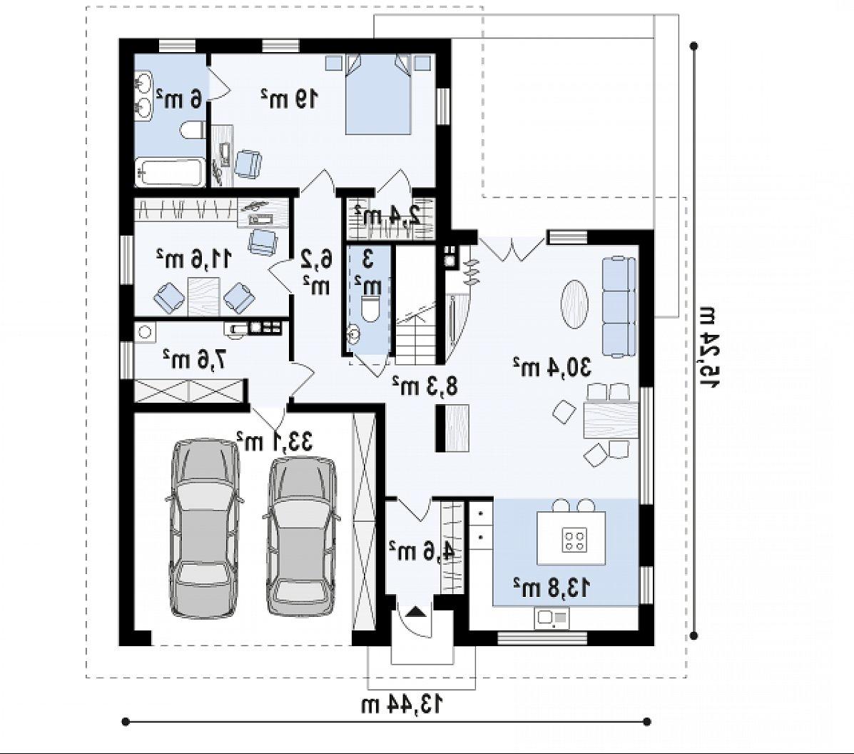 Первый этаж 108,1 (141,2 м²) дома Z306