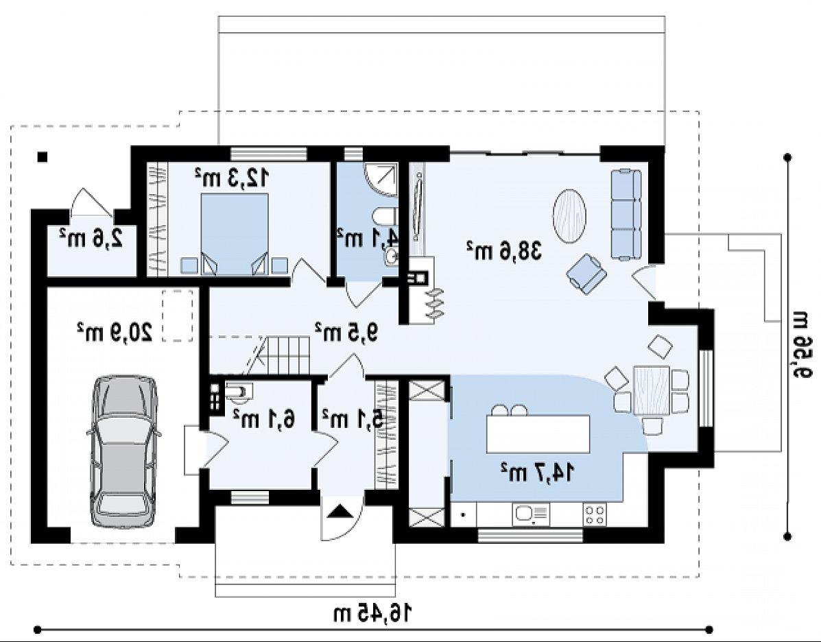 Первый этаж 84,5 (114,1 м²) дома Z318