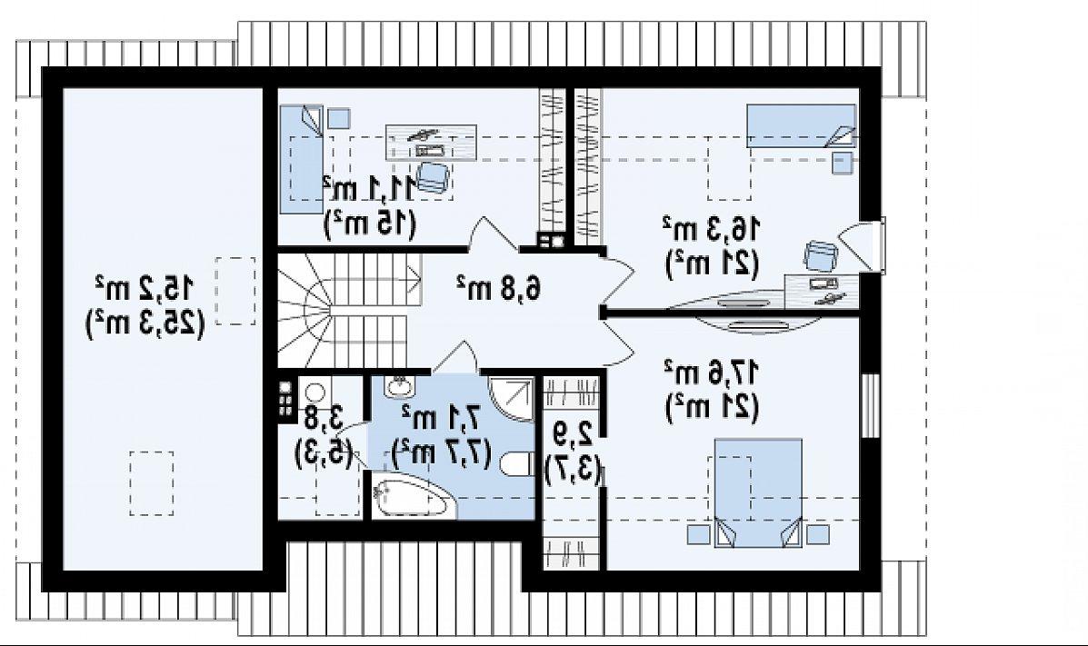 Второй этаж 65,6 (79,4 м²) дома Z318