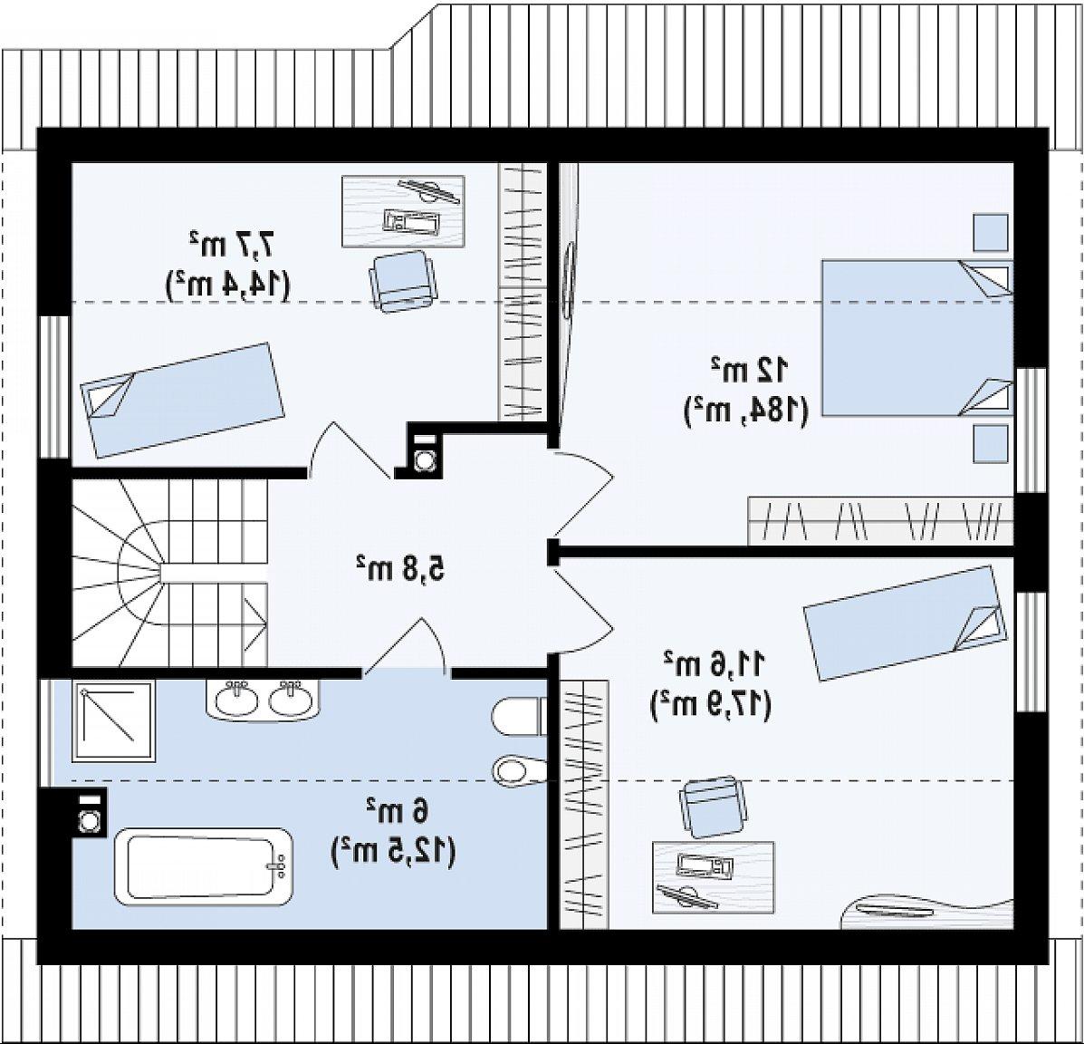Второй этаж 41,6 (69,4 м²) дома Z40 os