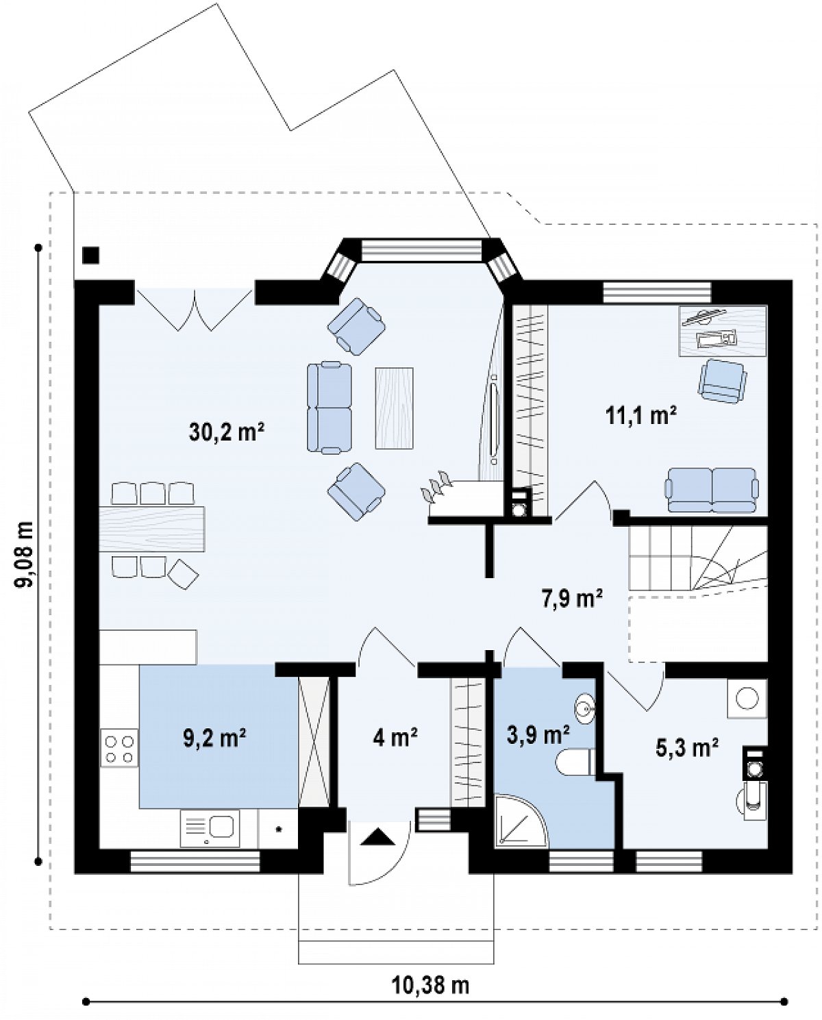 Первый этаж 71,6 м² дома Z40