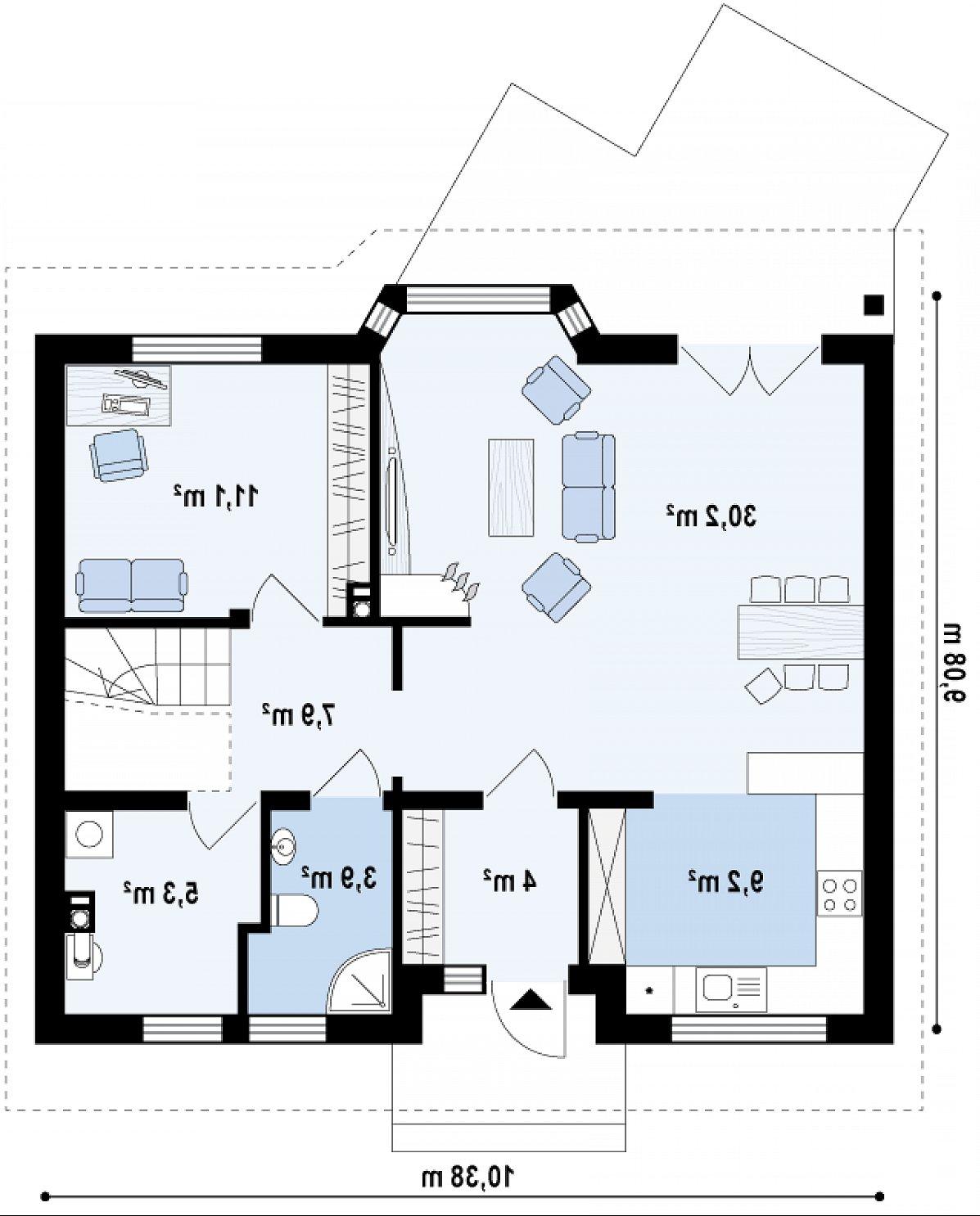 Первый этаж 71,6 м² дома Z40